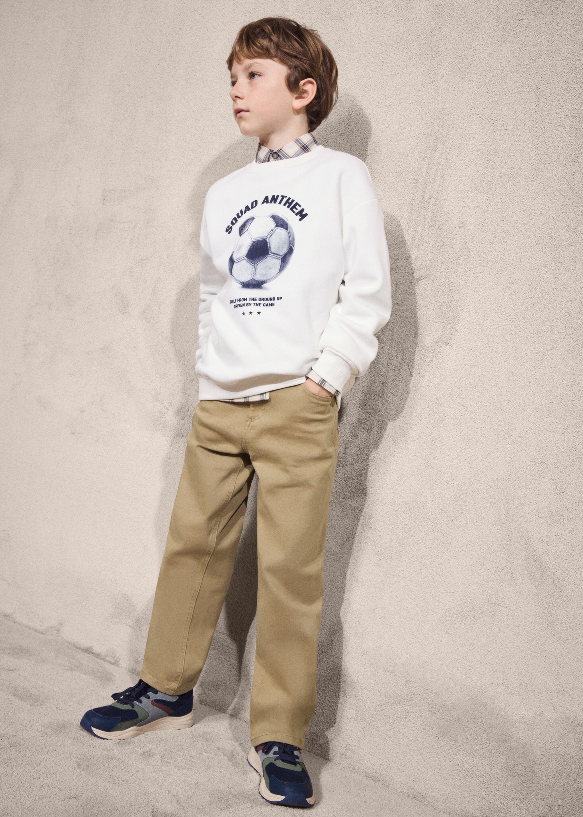 Straight cotton jeans - Details of the article 5, Sand. Ref: 27071232-00.