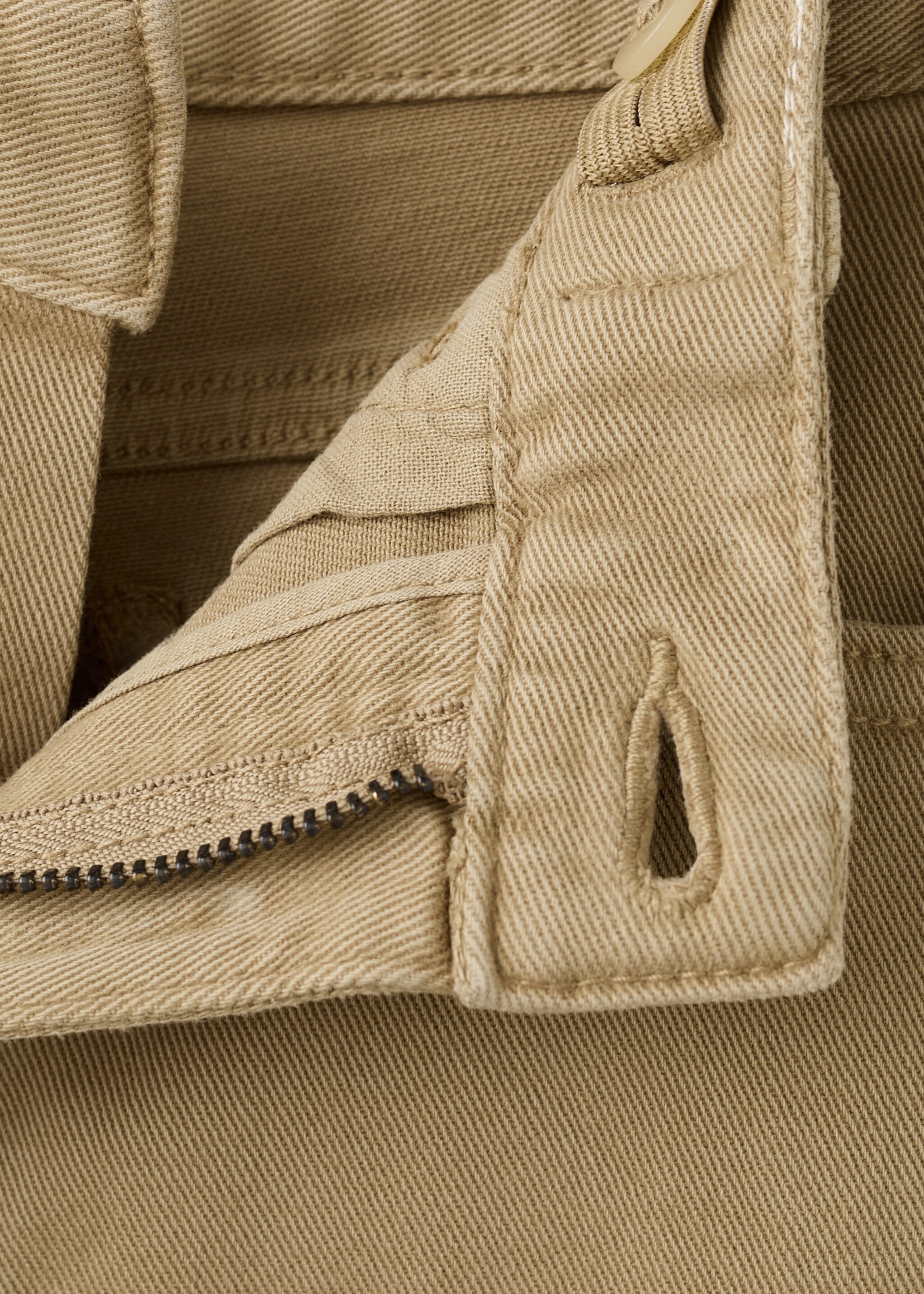 Straight cotton jeans - Details of the article 8, Sand. Ref: 27071232-00.
