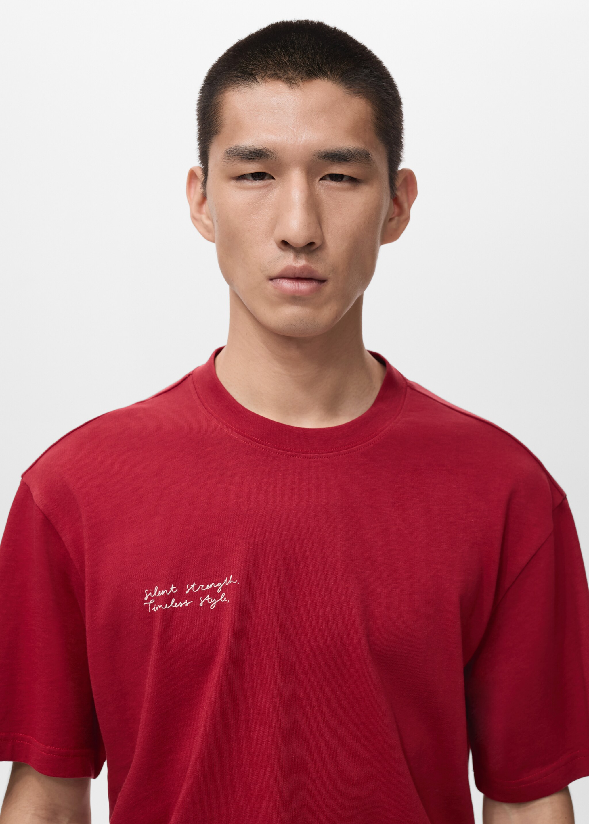 Text cotton T-shirt - Details of the article 1, Red. Ref: 27071238-00.