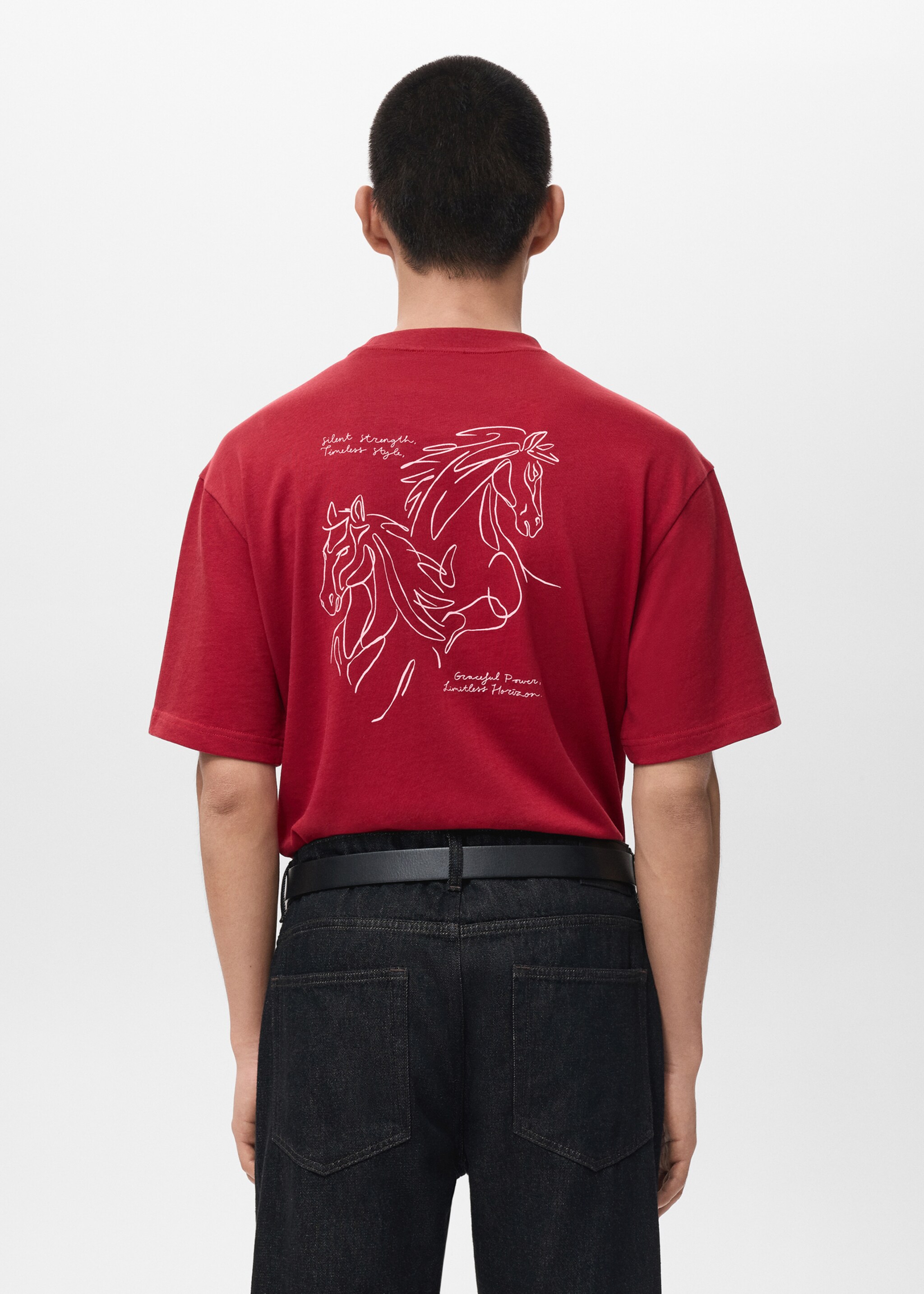Text cotton T-shirt - Reverse of the article, Red. Ref: 27071238-00.