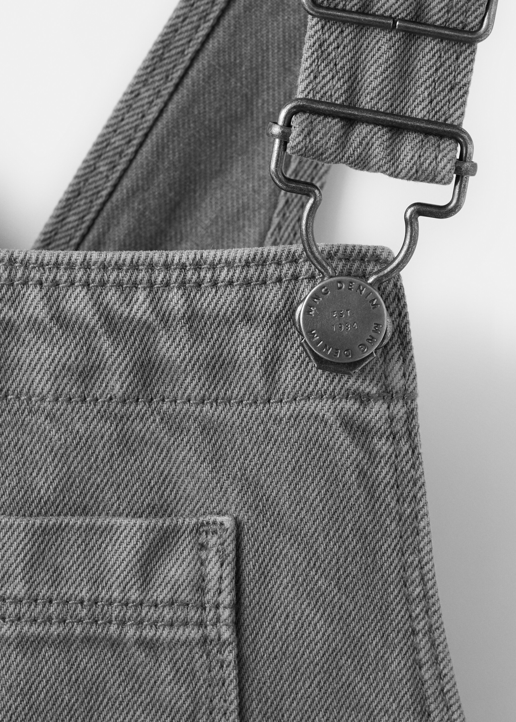 Straight denim dungarees - Details of the article 8, Charcoal. Ref: 27071239-00.