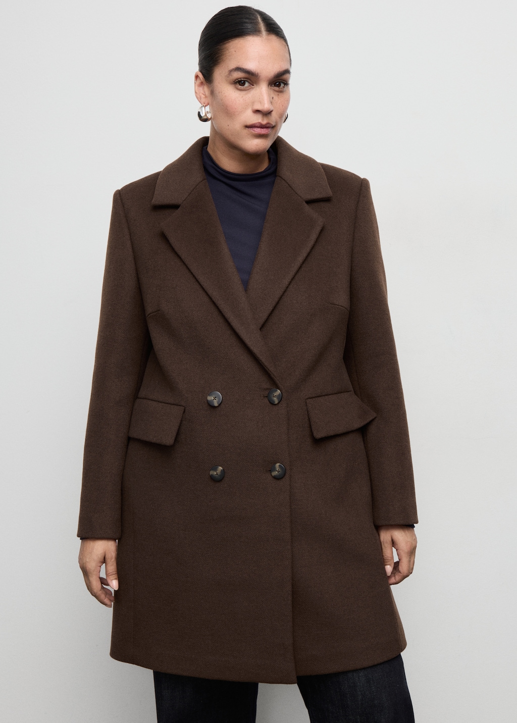 Mango Double-breasted wool blend coat