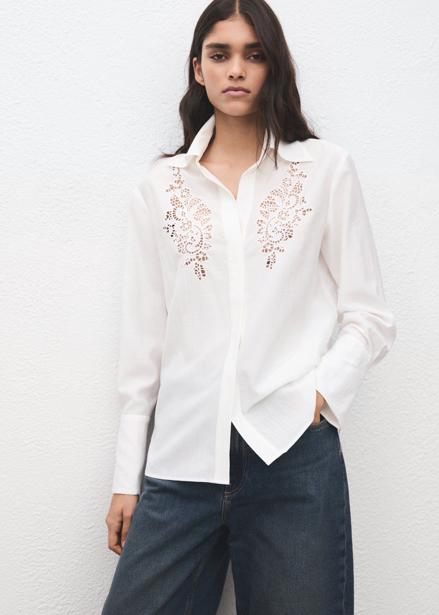 Embroidered openwork shirt - Medium plane