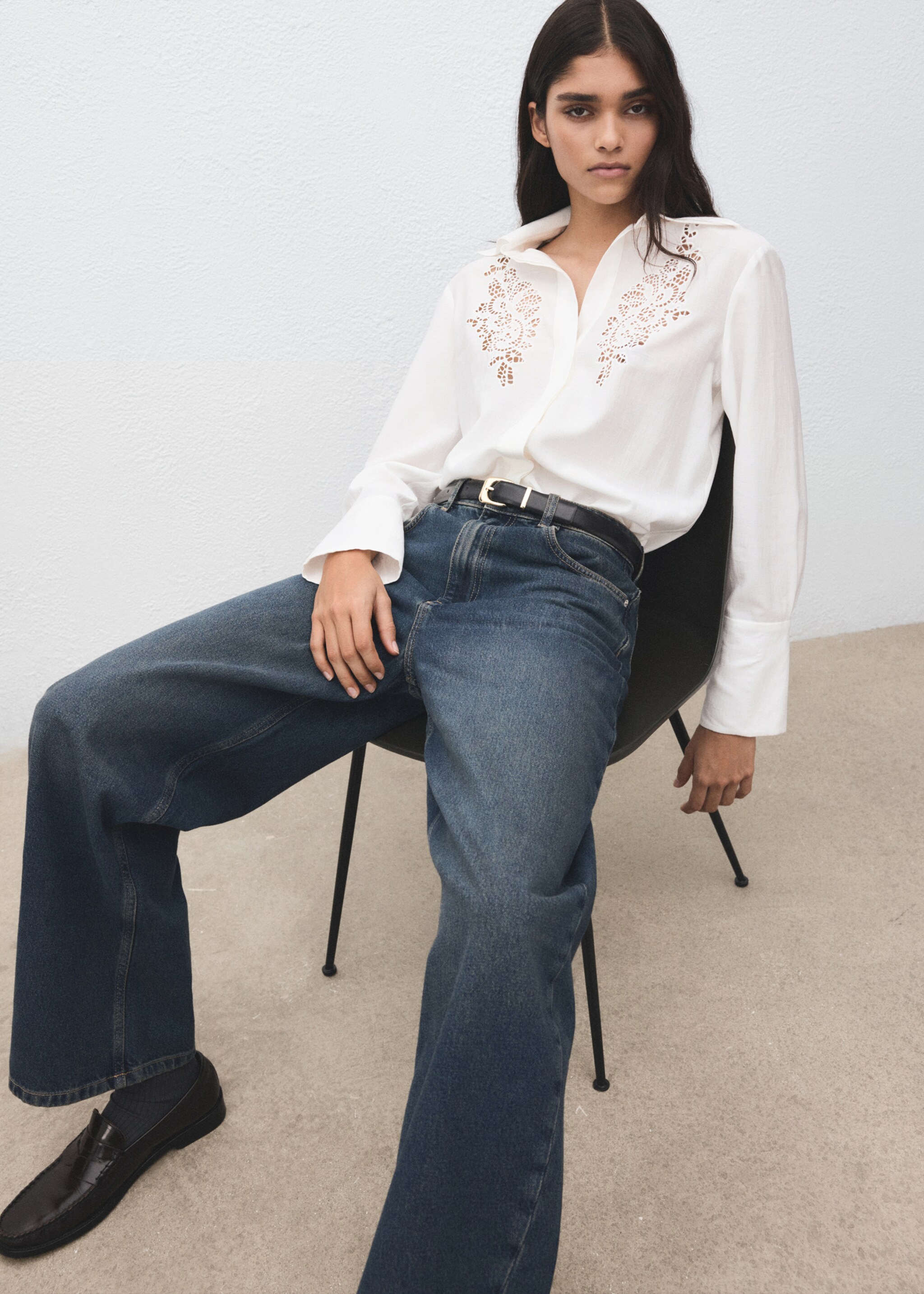 Embroidered openwork shirt - Details of the article 2, Off White. Ref: 27071241-00.