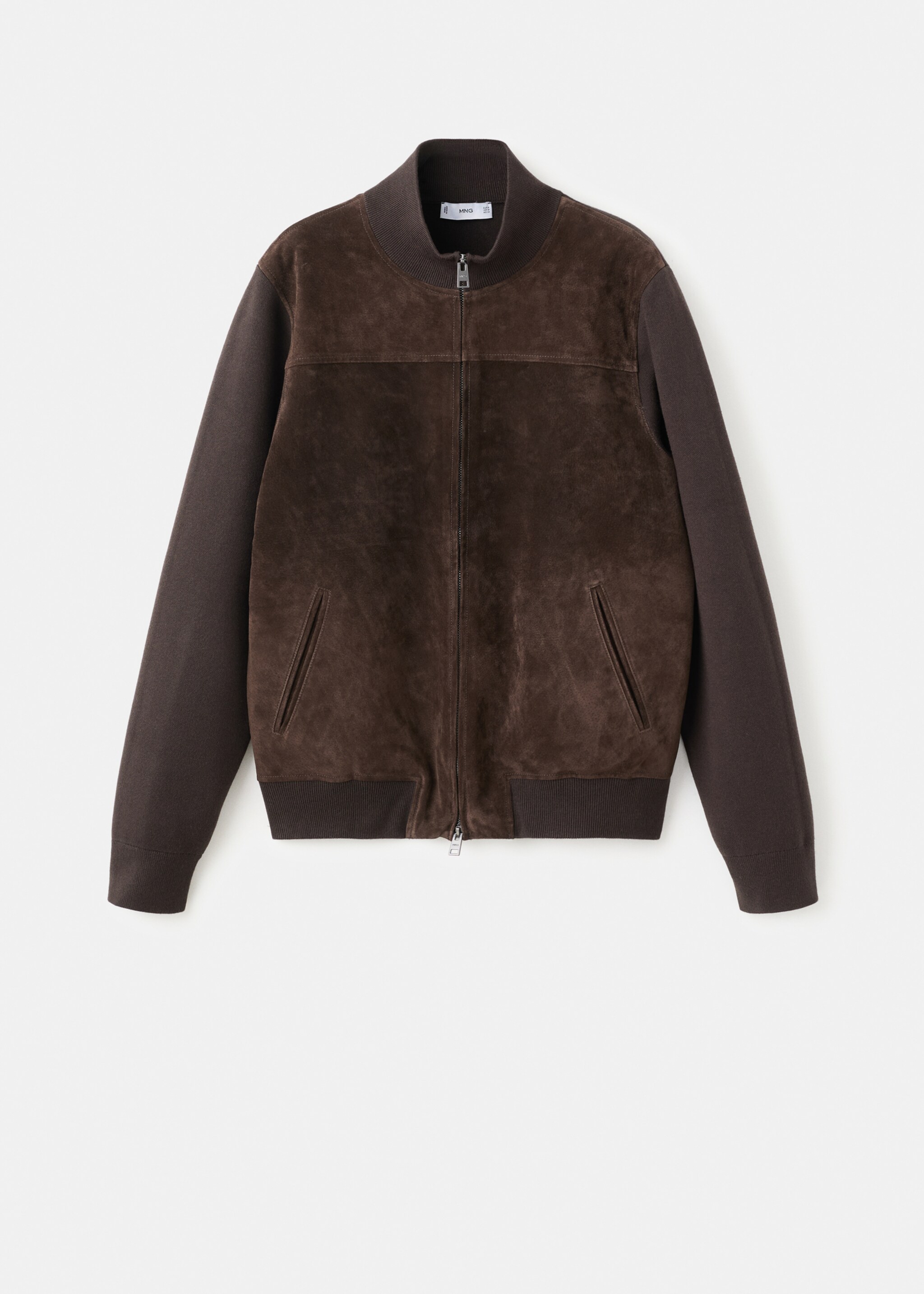 Combined Suede Leather Jacket - Article without model, Chocolate. Ref: 27071242-00.