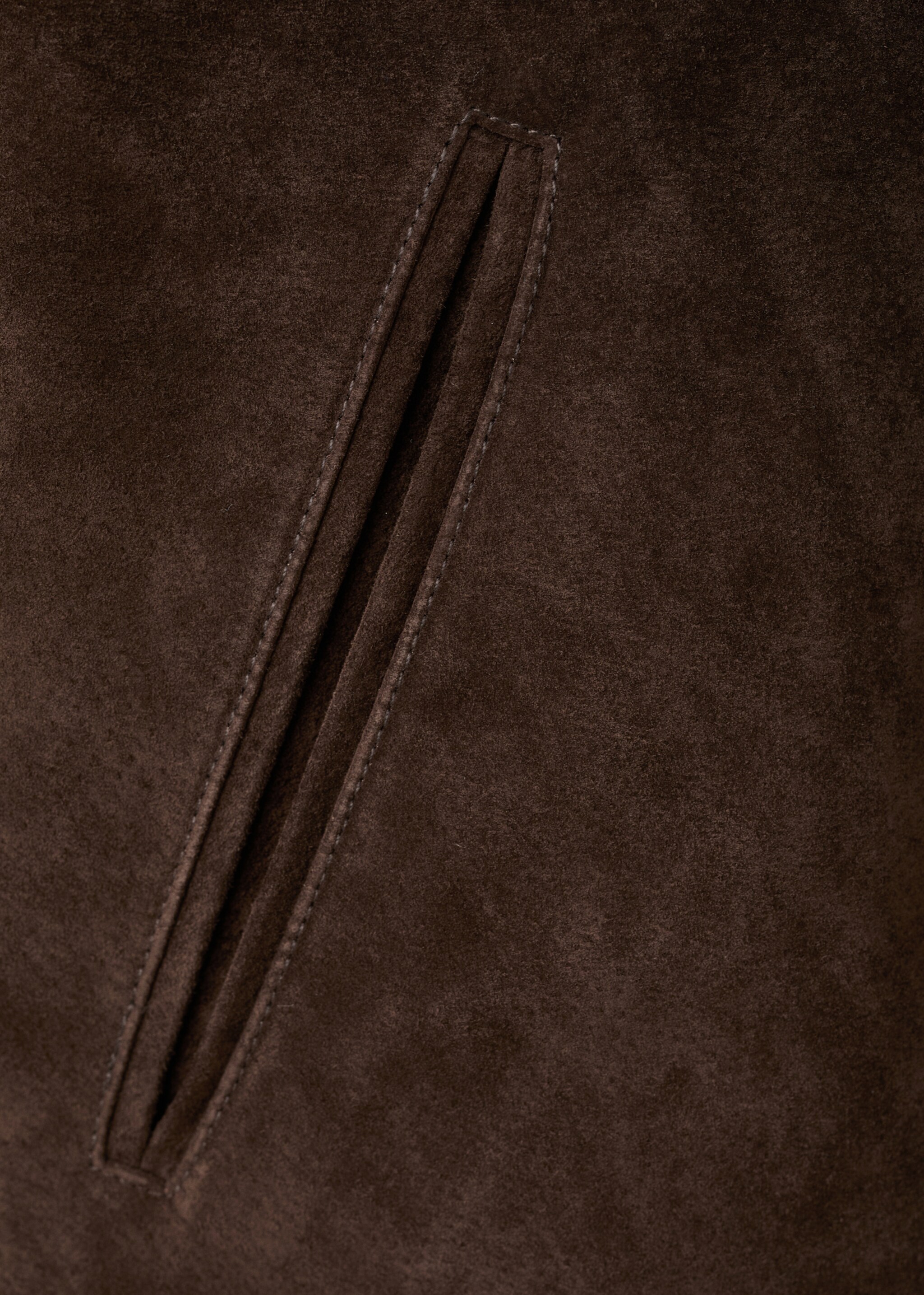 Combined Suede Leather Jacket - Details of the article 0, Chocolate. Ref: 27071242-00.