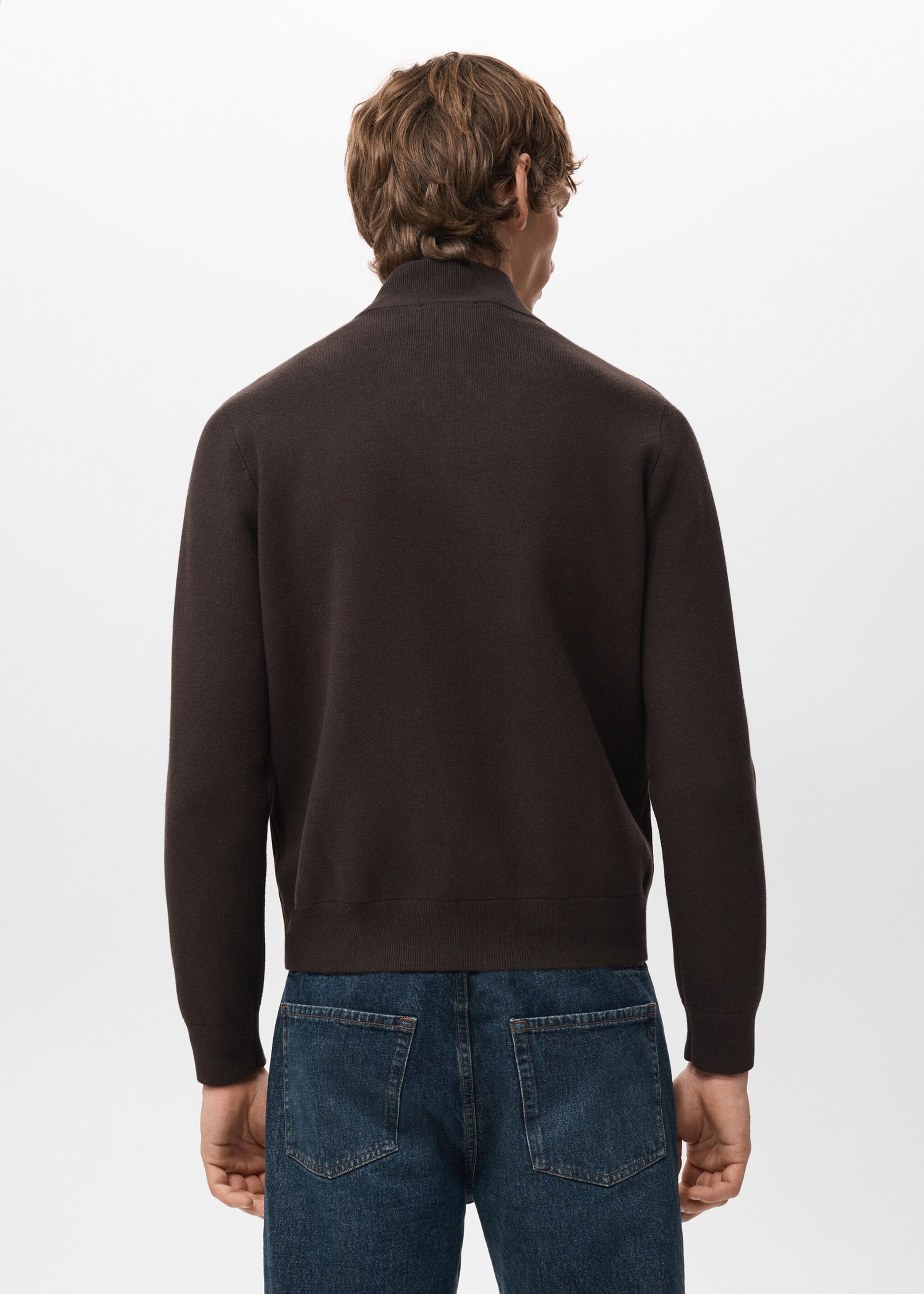 Combined Suede Leather Jacket - Reverse of the article, Chocolate. Ref: 27071242-00.