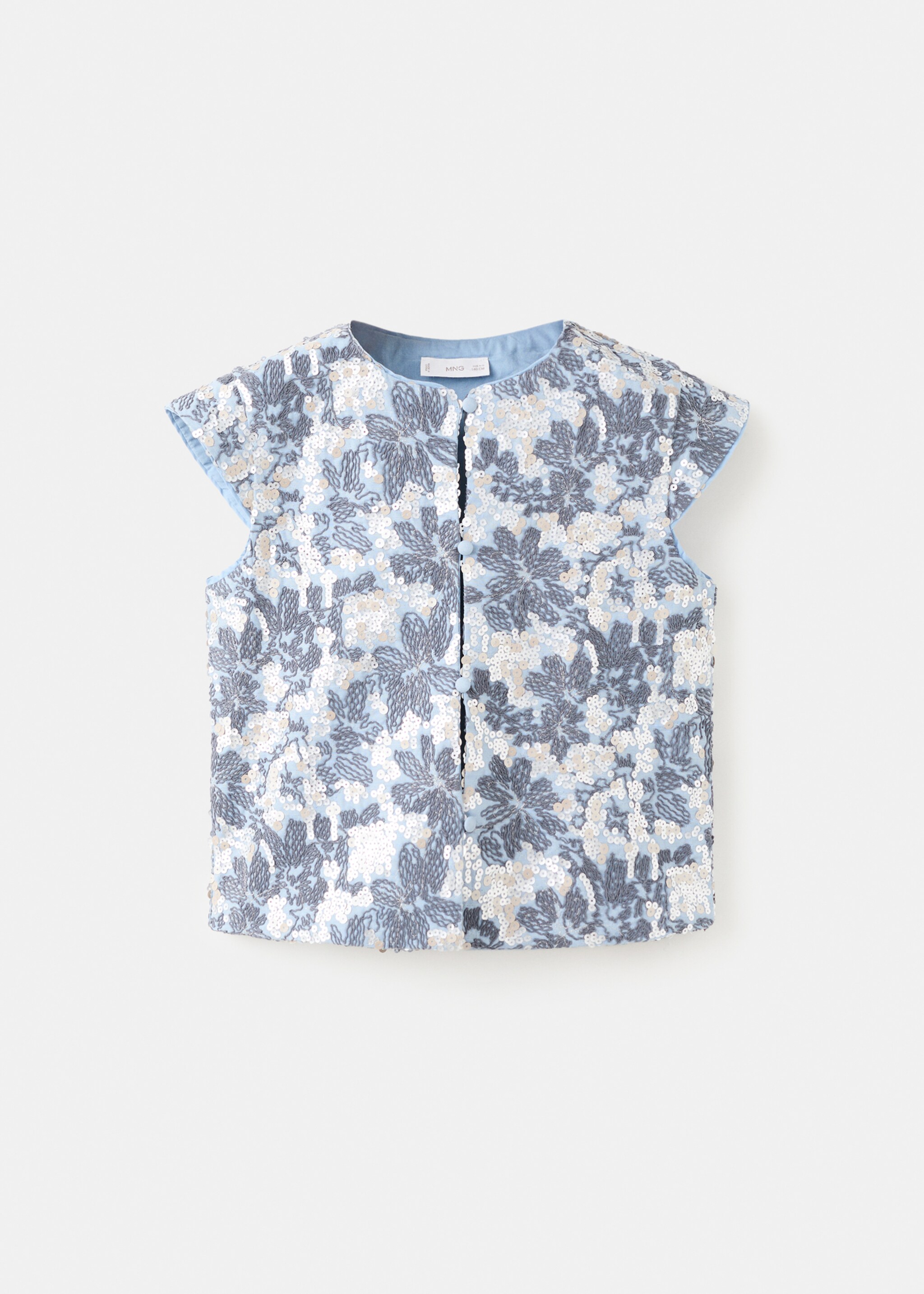 Sequin embroidered gilet - Article without model, Blue. Ref: 27071246-00.