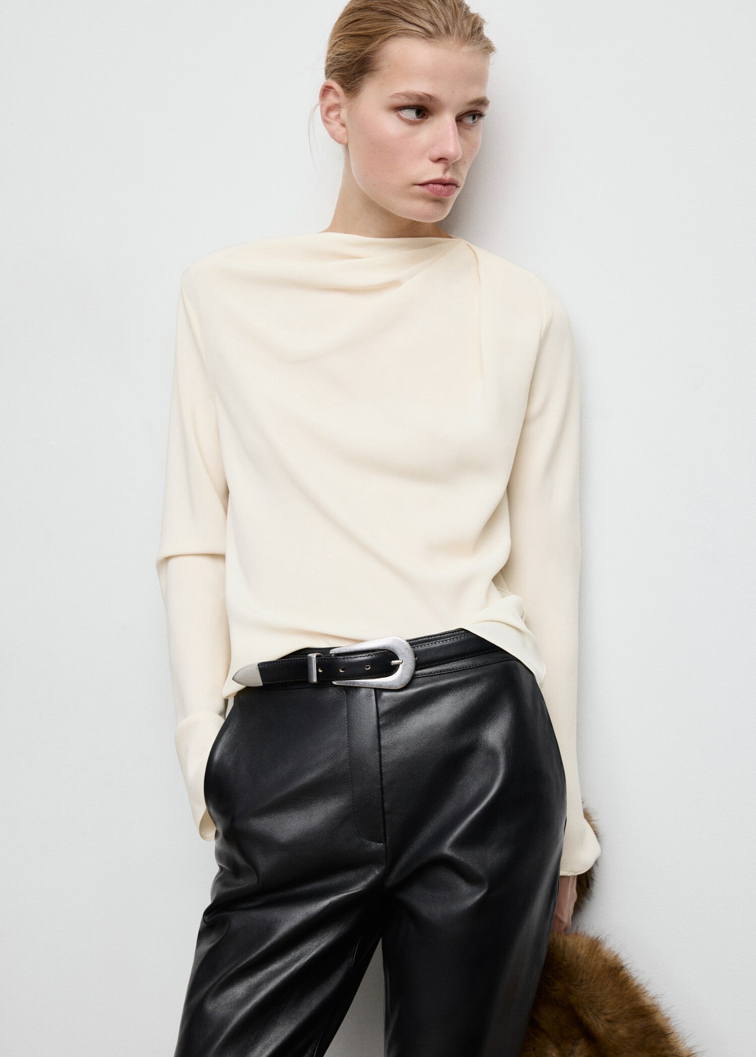 Draped boat-neck blouse - Medium plane