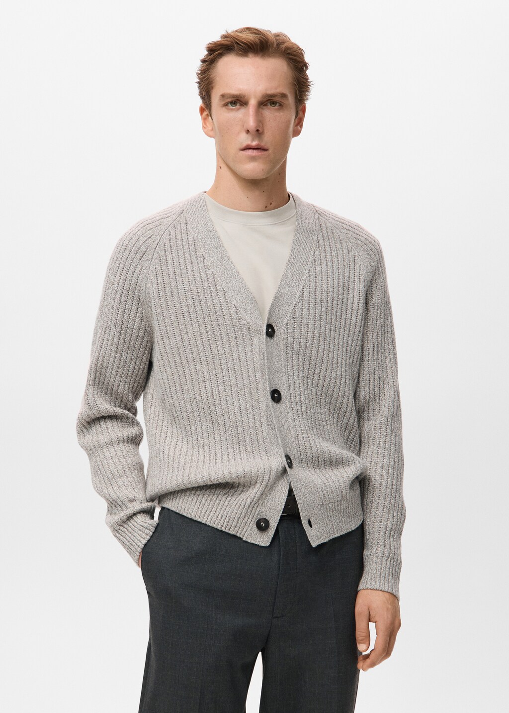 Wool-blend ribbed cardigan - Men | MNG Australia