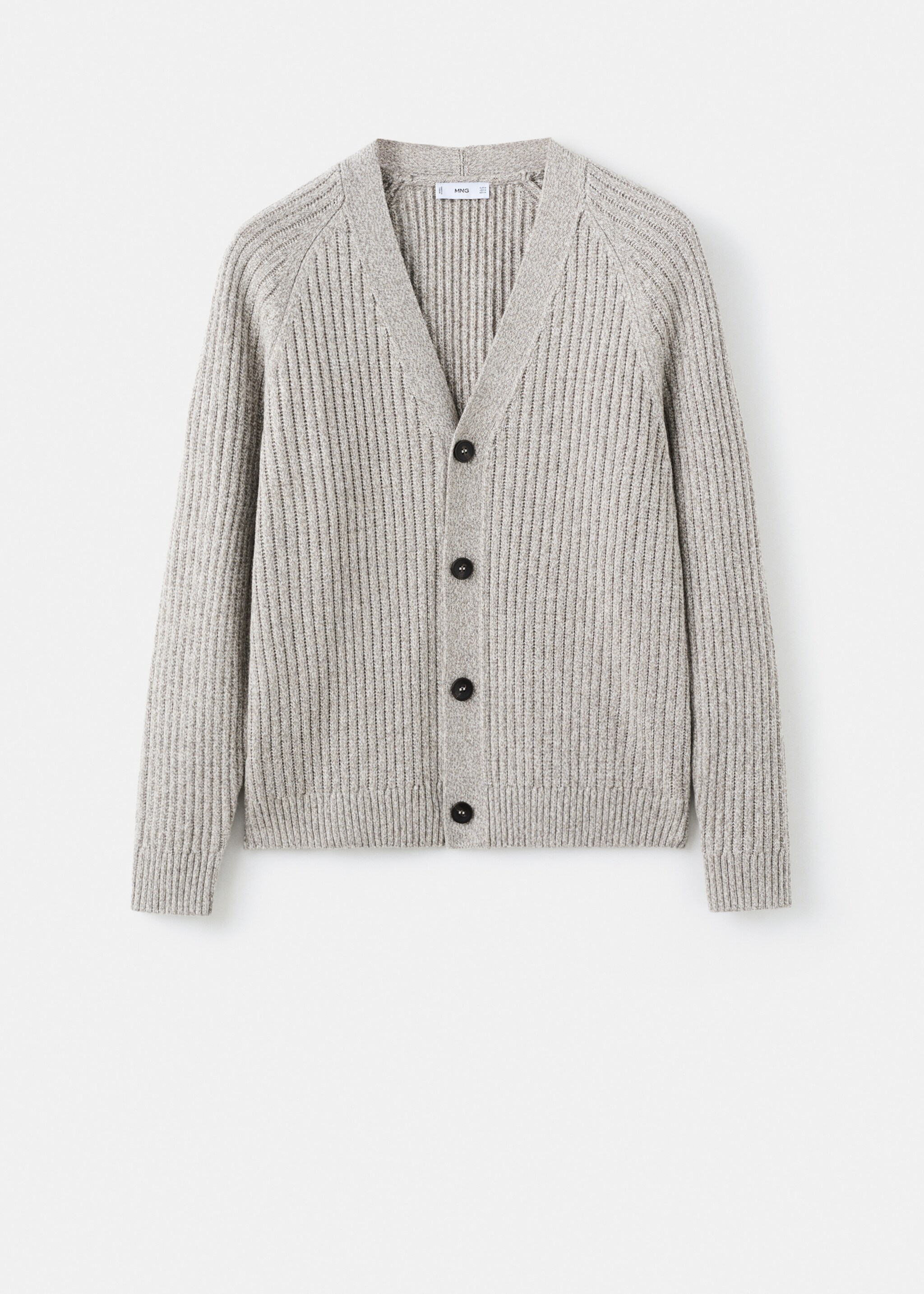Wool-blend ribbed cardigan - Article without model, Beige. Ref: 27071249-00.