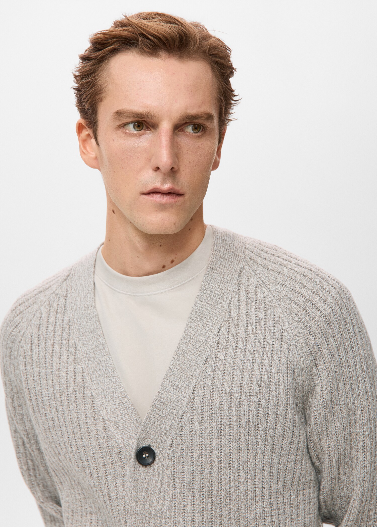 Wool-blend ribbed cardigan - Details of the article 1