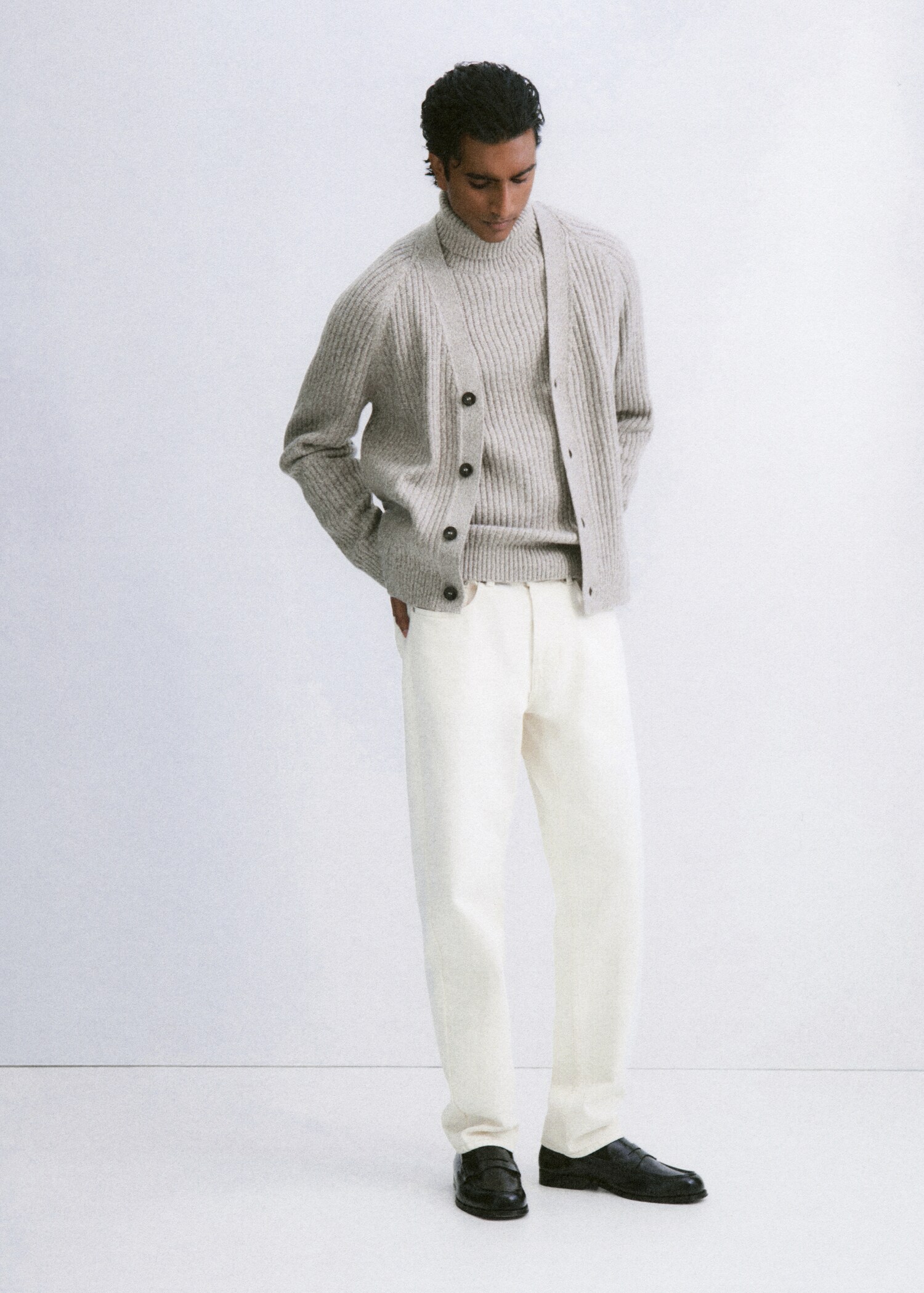 Wool-blend ribbed cardigan - Details of the article 3