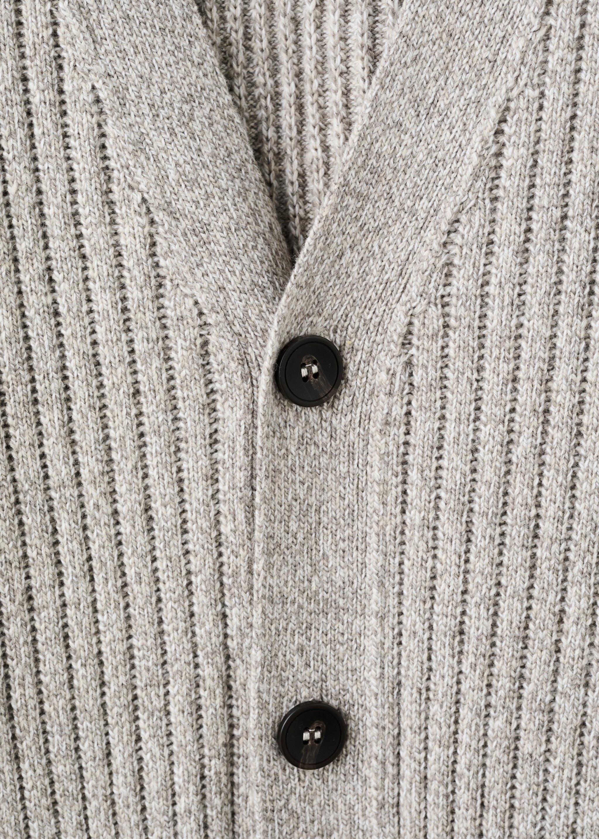 Wool-blend ribbed cardigan - Details of the article 8, Beige. Ref: 27071249-00.