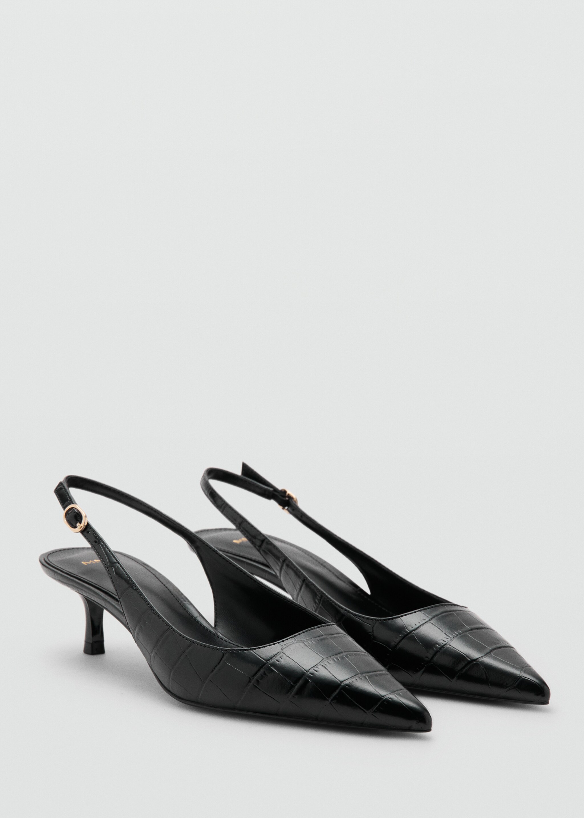 Croc-effect heeled shoes - Medium plane, Black. Ref: 27071250-00.
