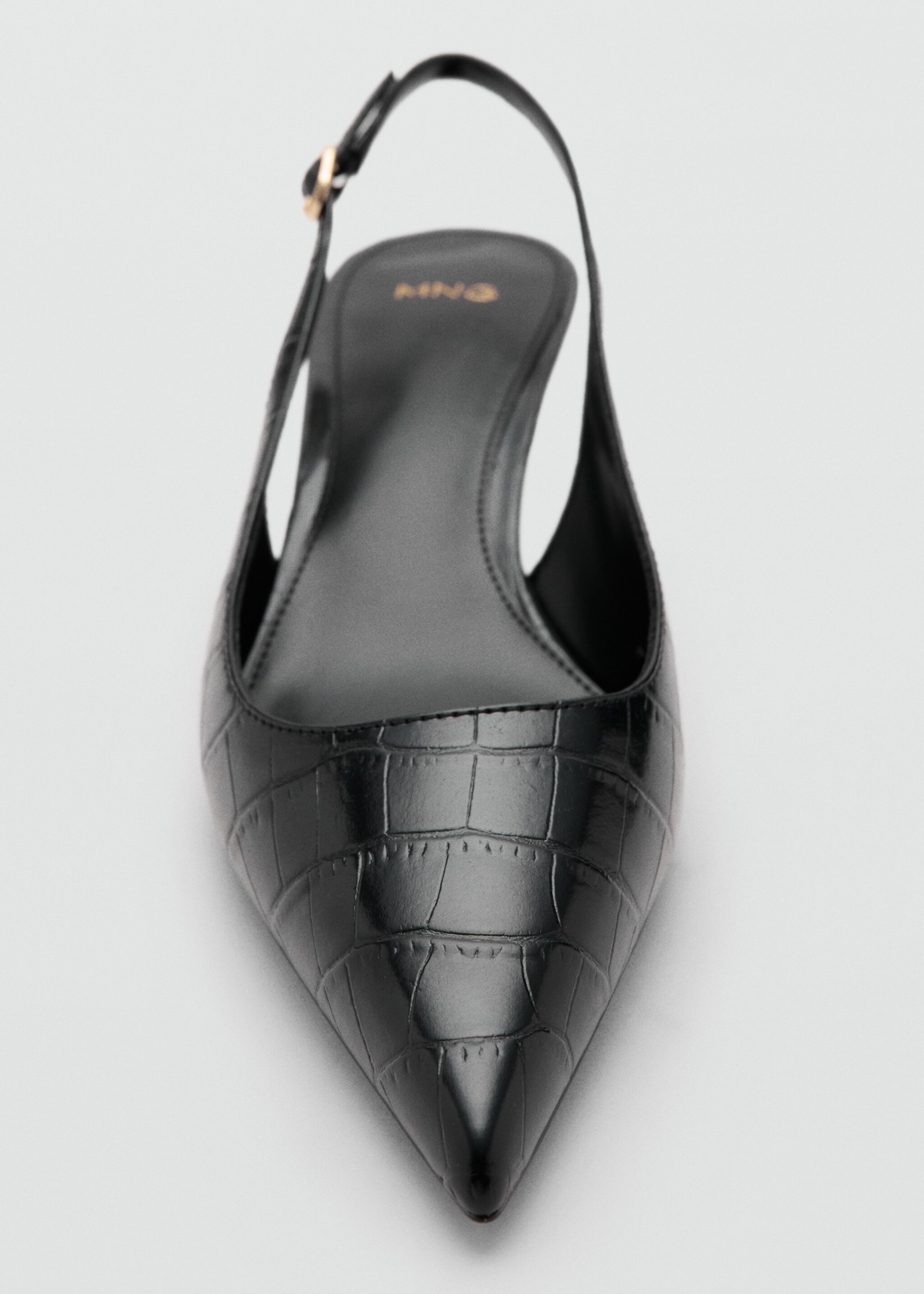 Croc-effect heeled shoes - Details of the article 3, Black. Ref: 27071250-00.