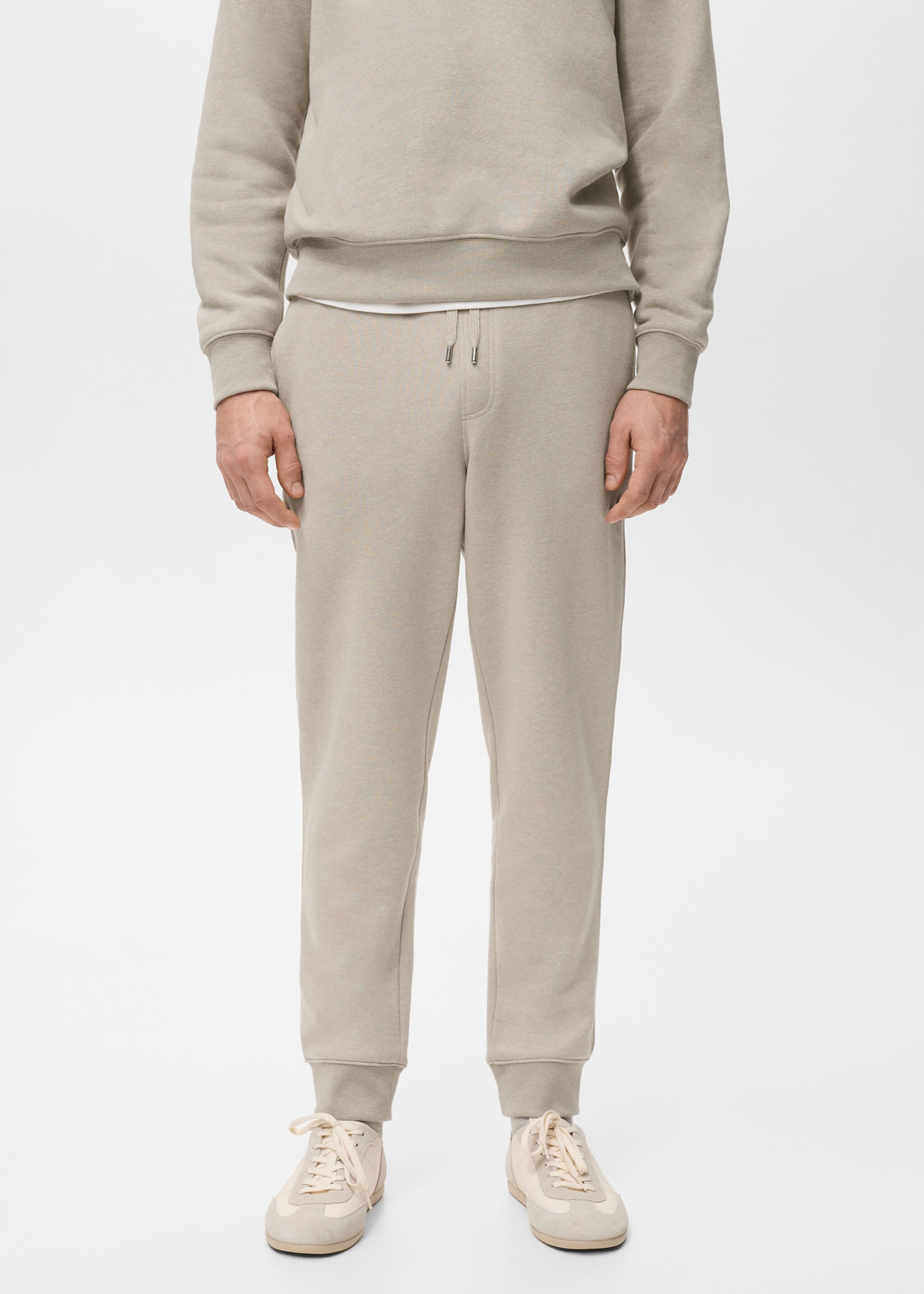 Cotton joggers with elastic waist - Medium plane, Sand. Ref: 27071258-00.