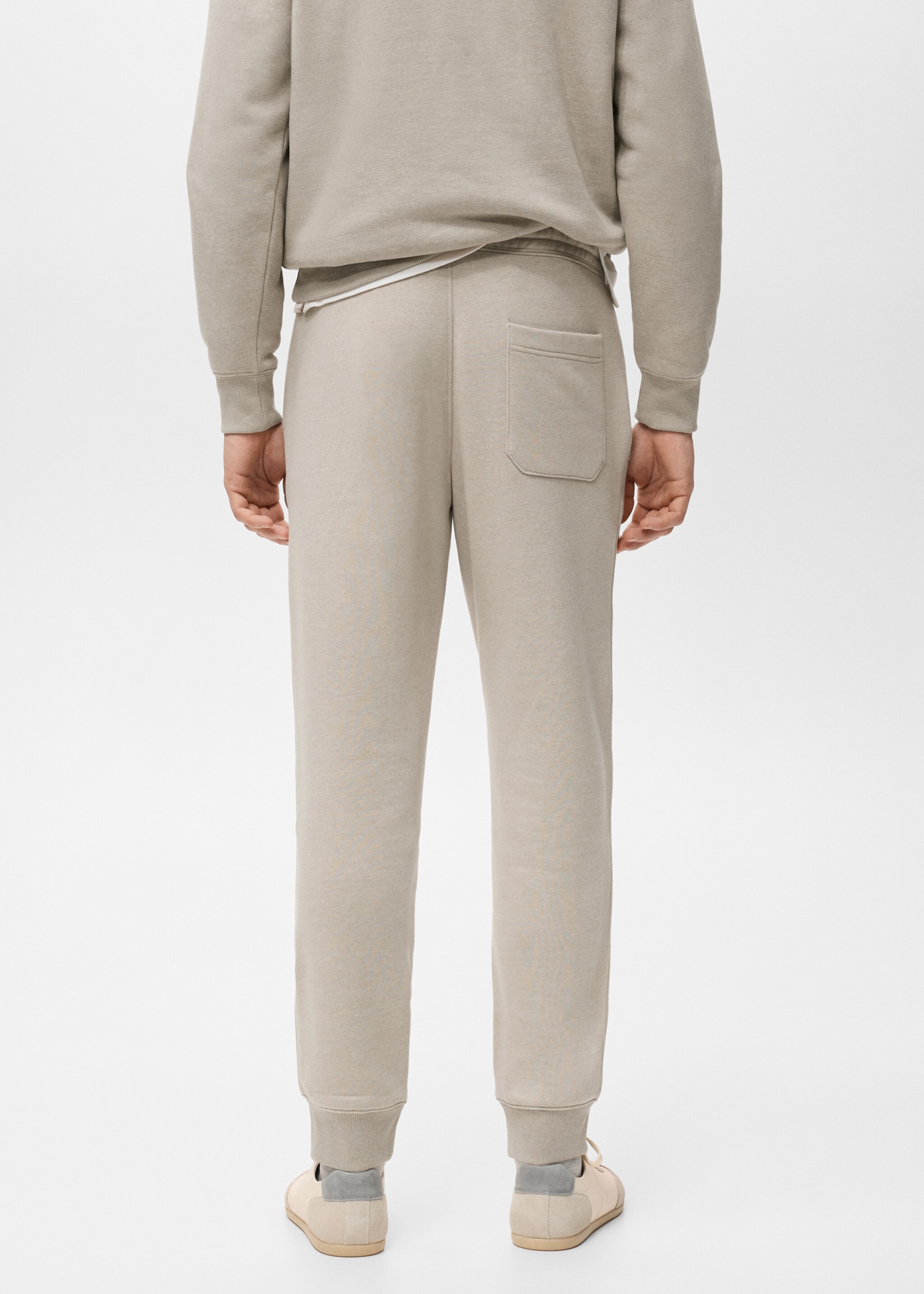 Cotton joggers with elastic waist - Reverse of the article, Sand. Ref: 27071258-00.