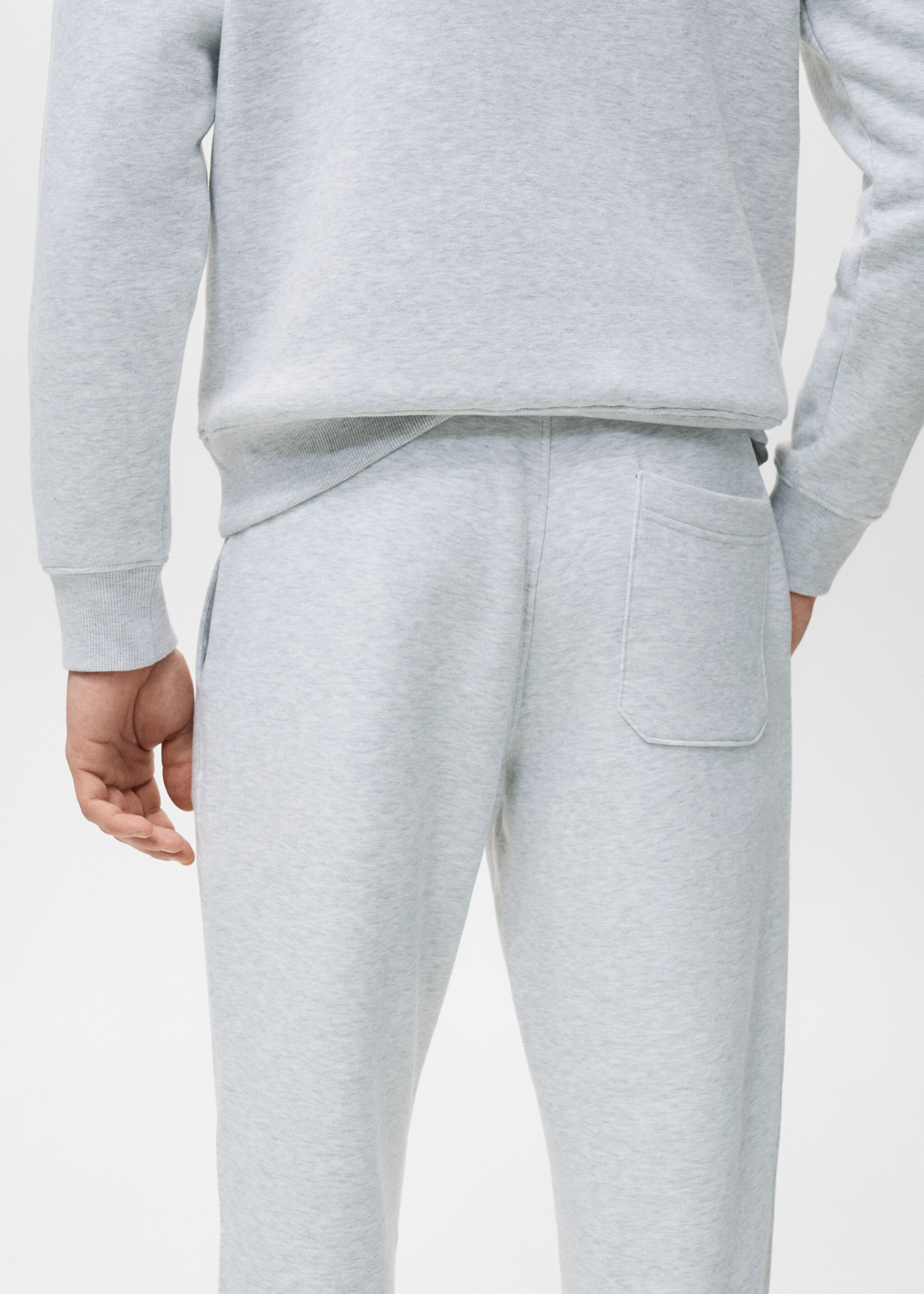 Cotton joggers with elastic waist - Details of the article 6, Light Heather Grey. Ref: 27071258-00.