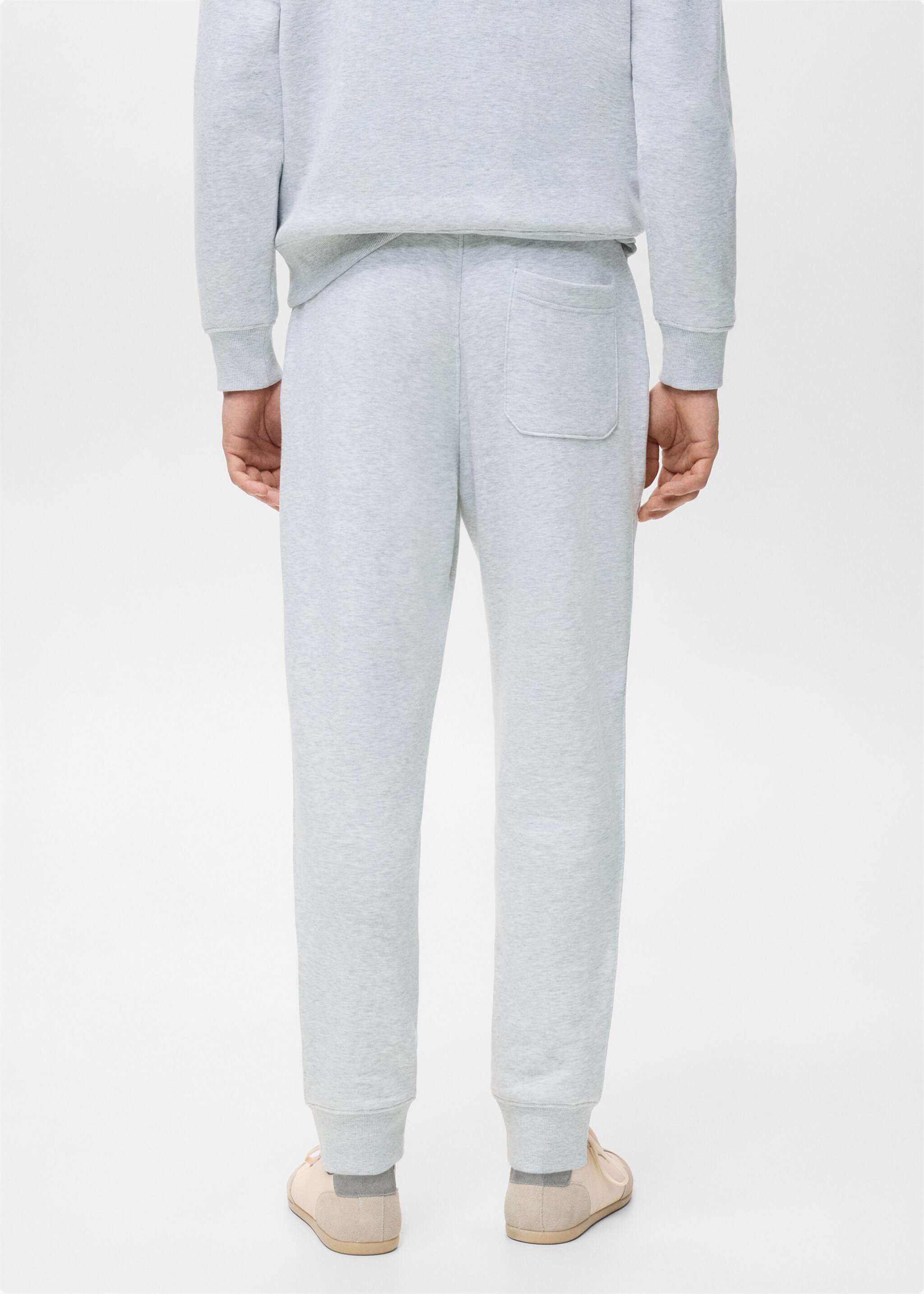 Cotton joggers with elastic waist - Reverse of the article, Light Heather Grey. Ref: 27071258-00.