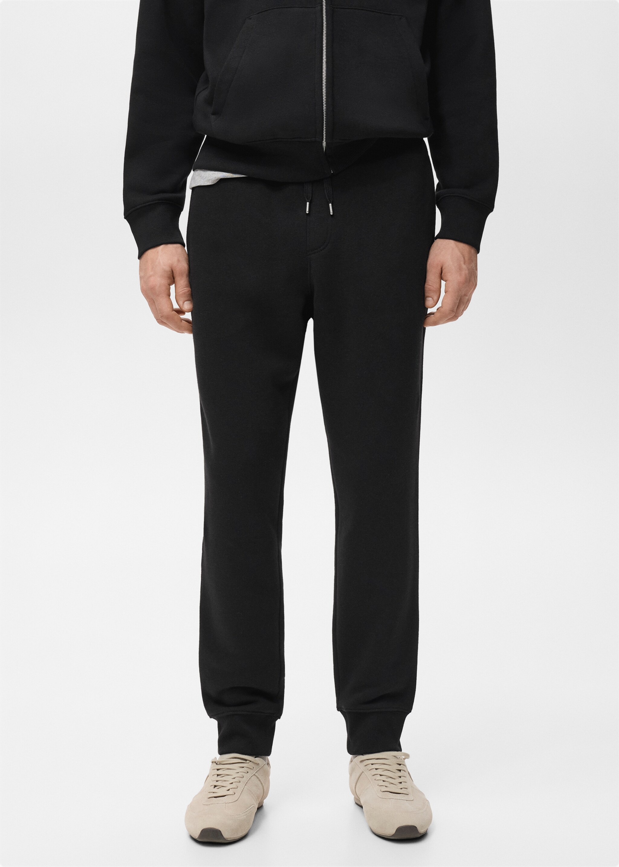 Cotton joggers with elastic waist - Medium plane, Black. Ref: 27071258-00.