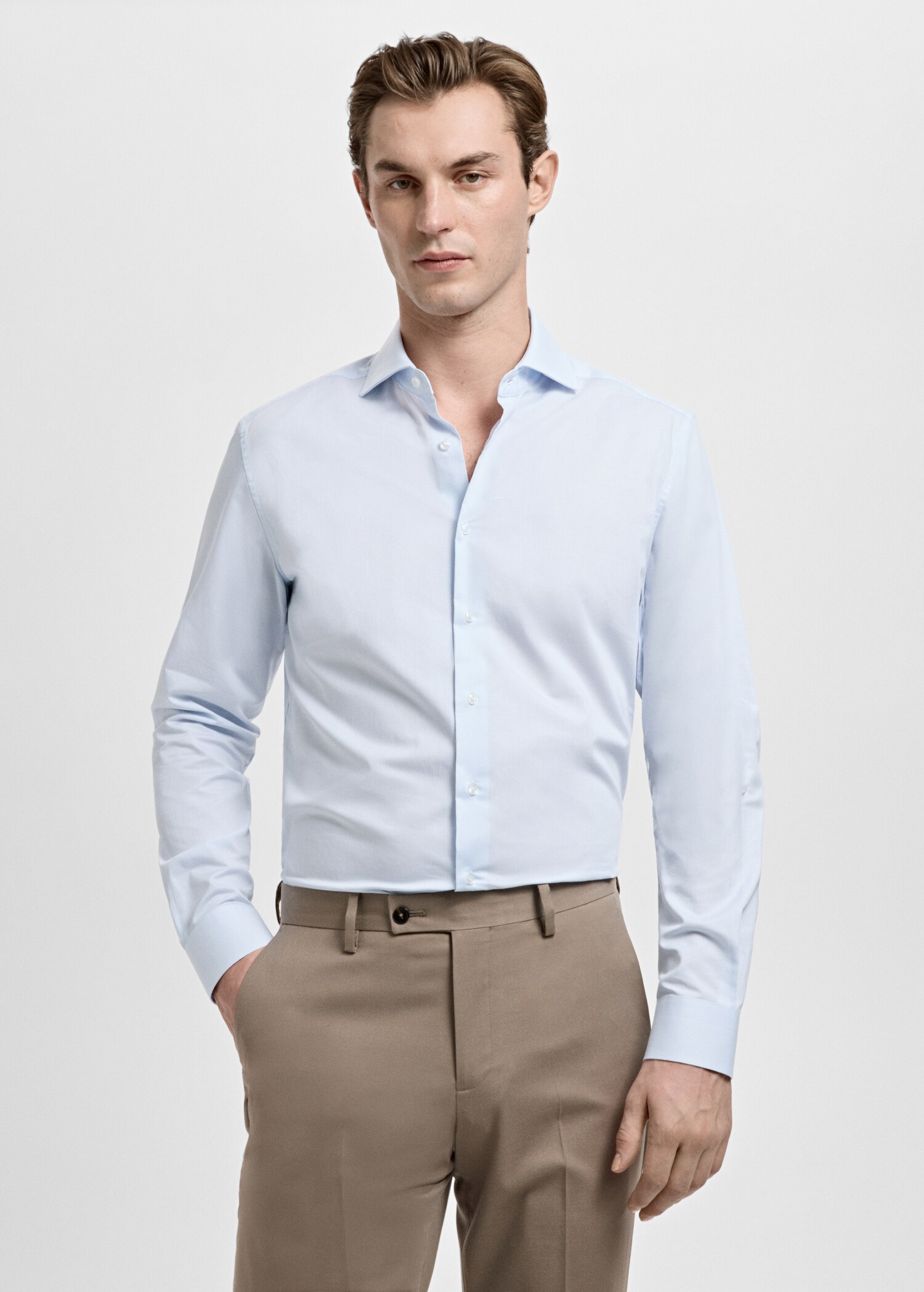 Πουκάμισο slim fit λεπτές ρίγες - Μεσαίο πλάνο