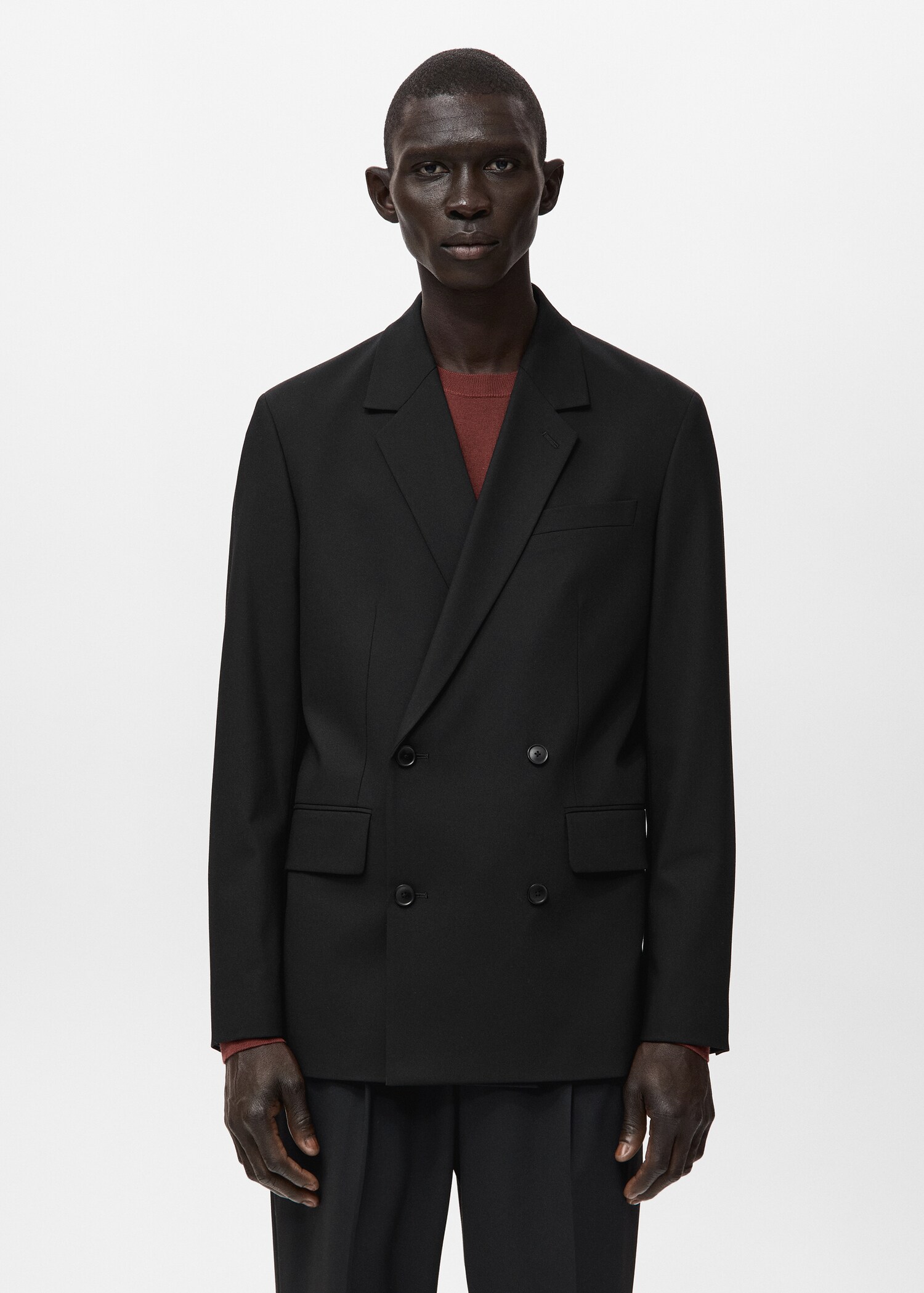 بليزر بوسطن بدلة بقصة متوسطة بطبقتين متداخلتين - رؤية وسط