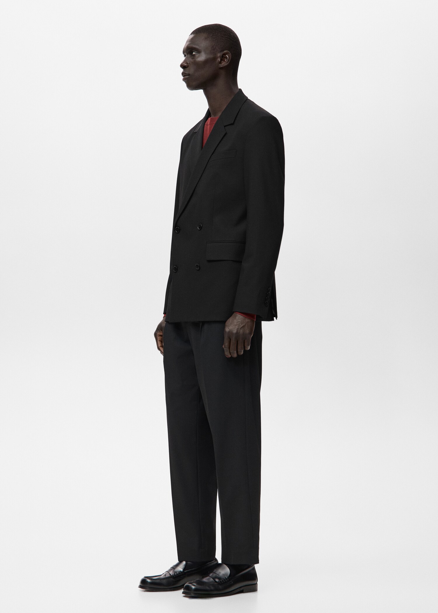 بليزر بوسطن بدلة بقصة متوسطة بطبقتين متداخلتين - تفاصيل المنتج 2