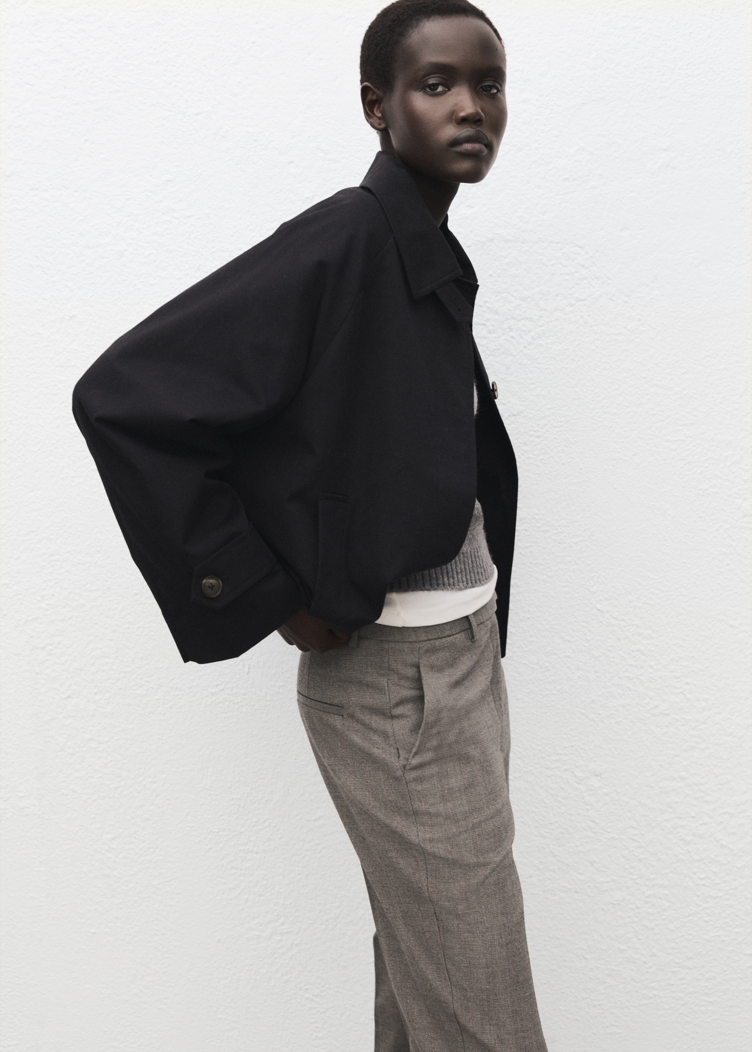 Slim Cropped Pinstripe Trousers