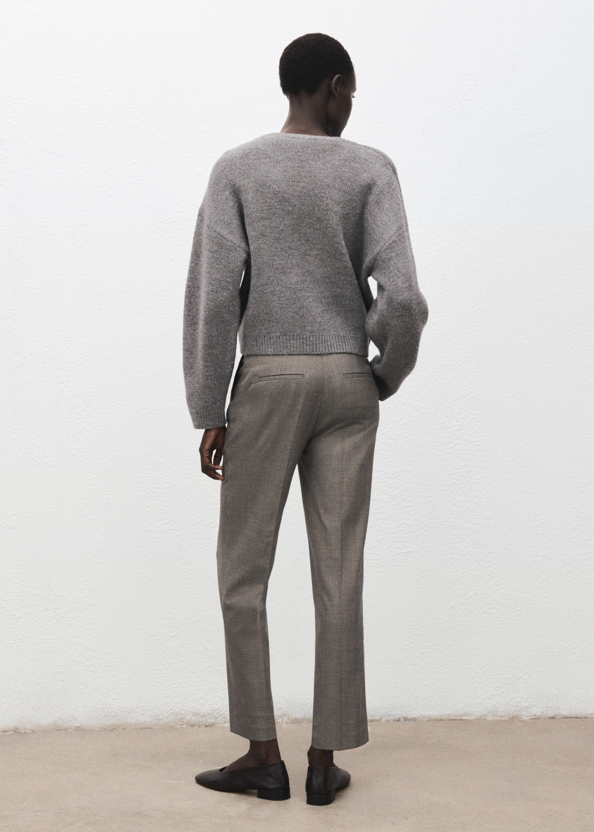 Slim cropped pinstripe trousers - Reverse of the article, Light Heather Grey. Ref: 27071264-00.