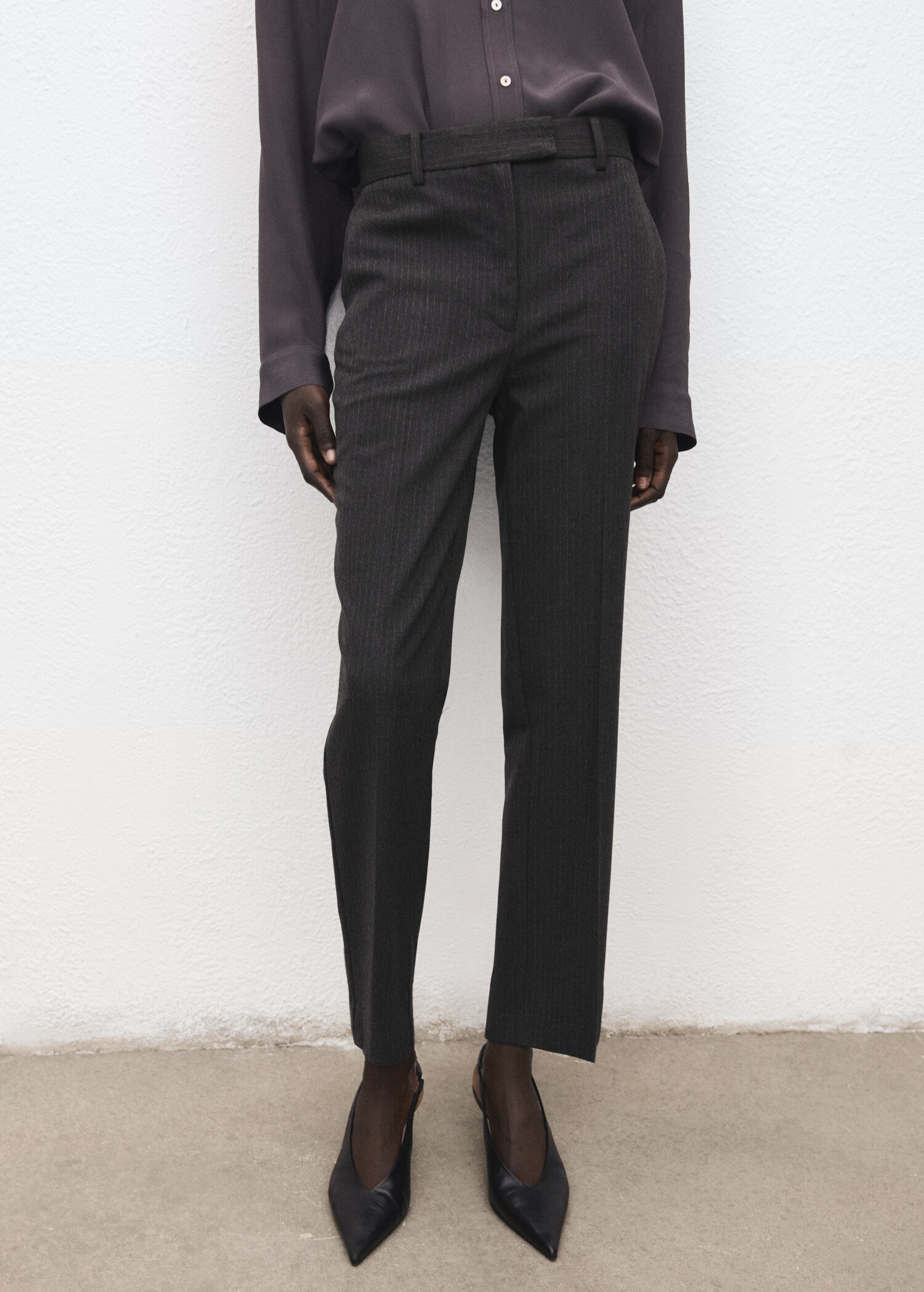 Slim cropped pinstripe trousers - Medium plane