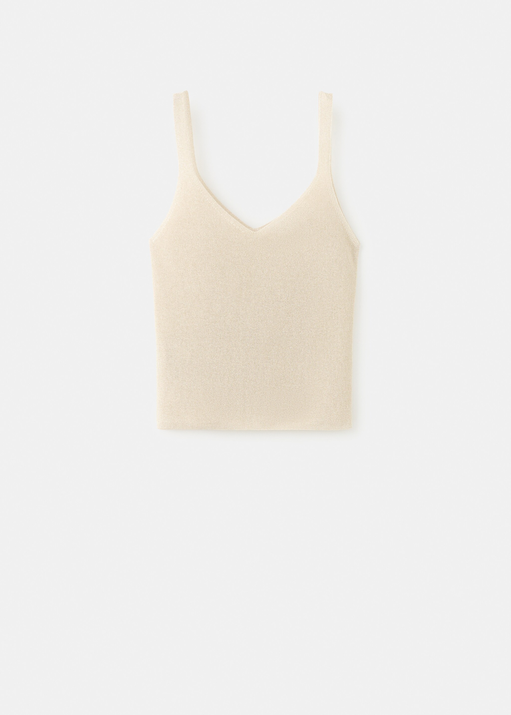 Lurex knitted V-neck top - Article without model, Gold. Ref: 27071265-00.