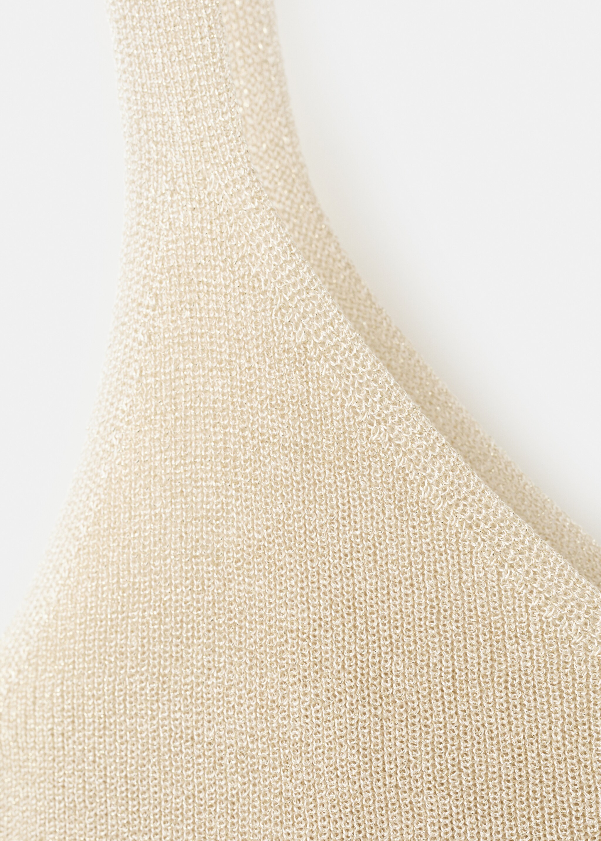 Lurex knitted V-neck top - Details of the article 8, Gold. Ref: 27071265-00.