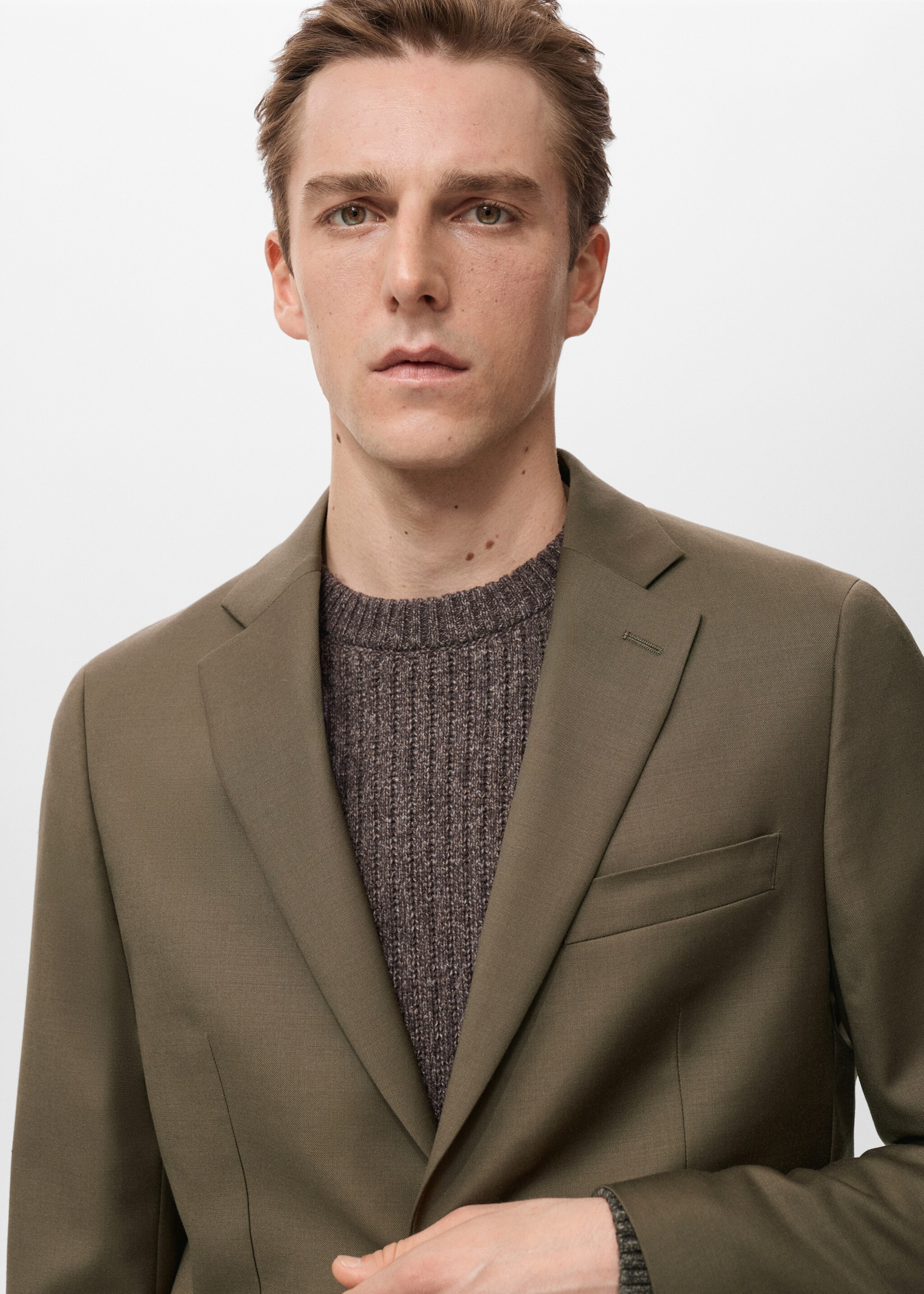 Blazer de fato Turín de 100% lã virgem - Pormenor do artigo 1, Castanho. Ref: 27071271-00.