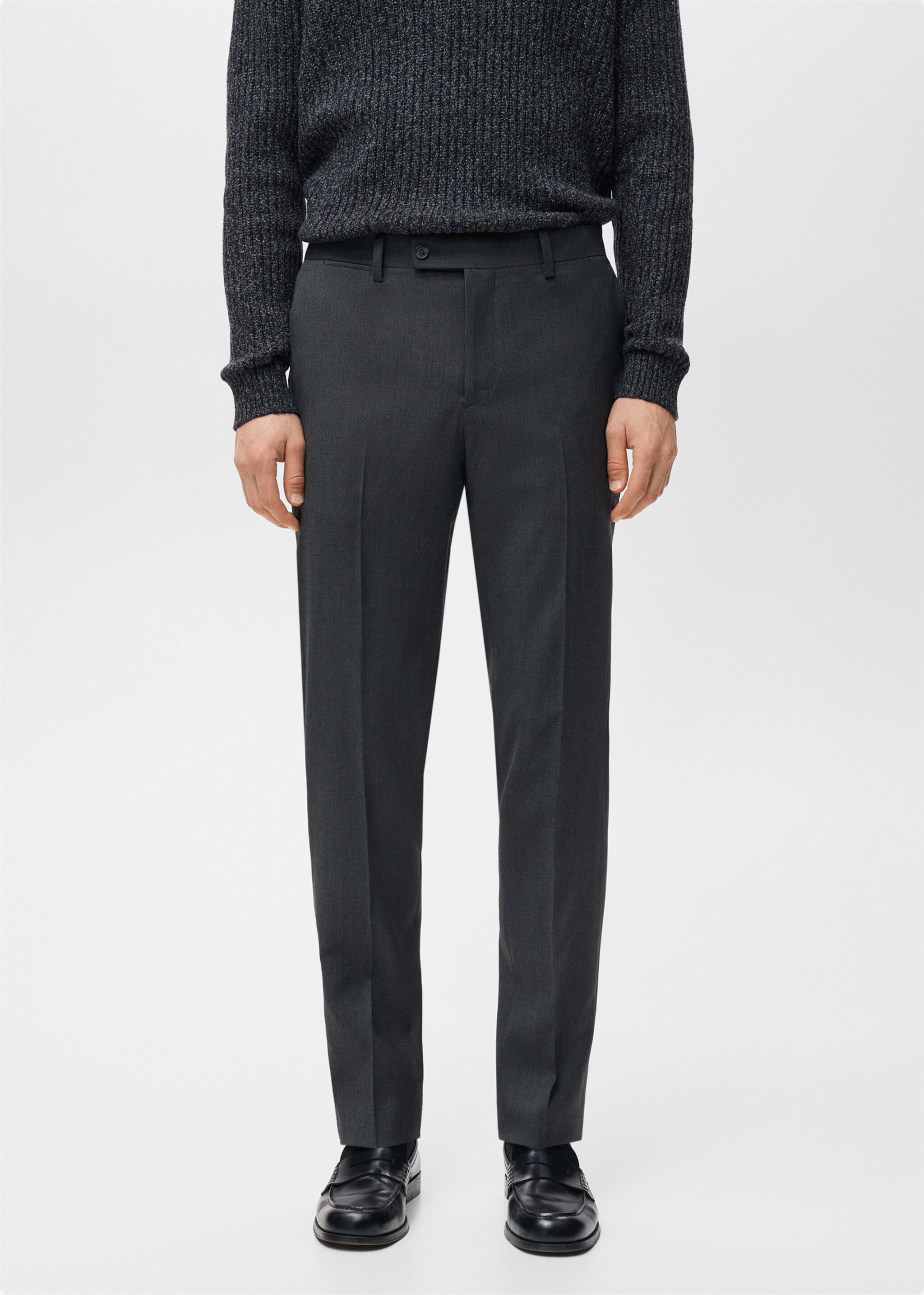 Turin 100% virgin wool suit trousers - Medium plane, Grey. Ref: 27071272-00.