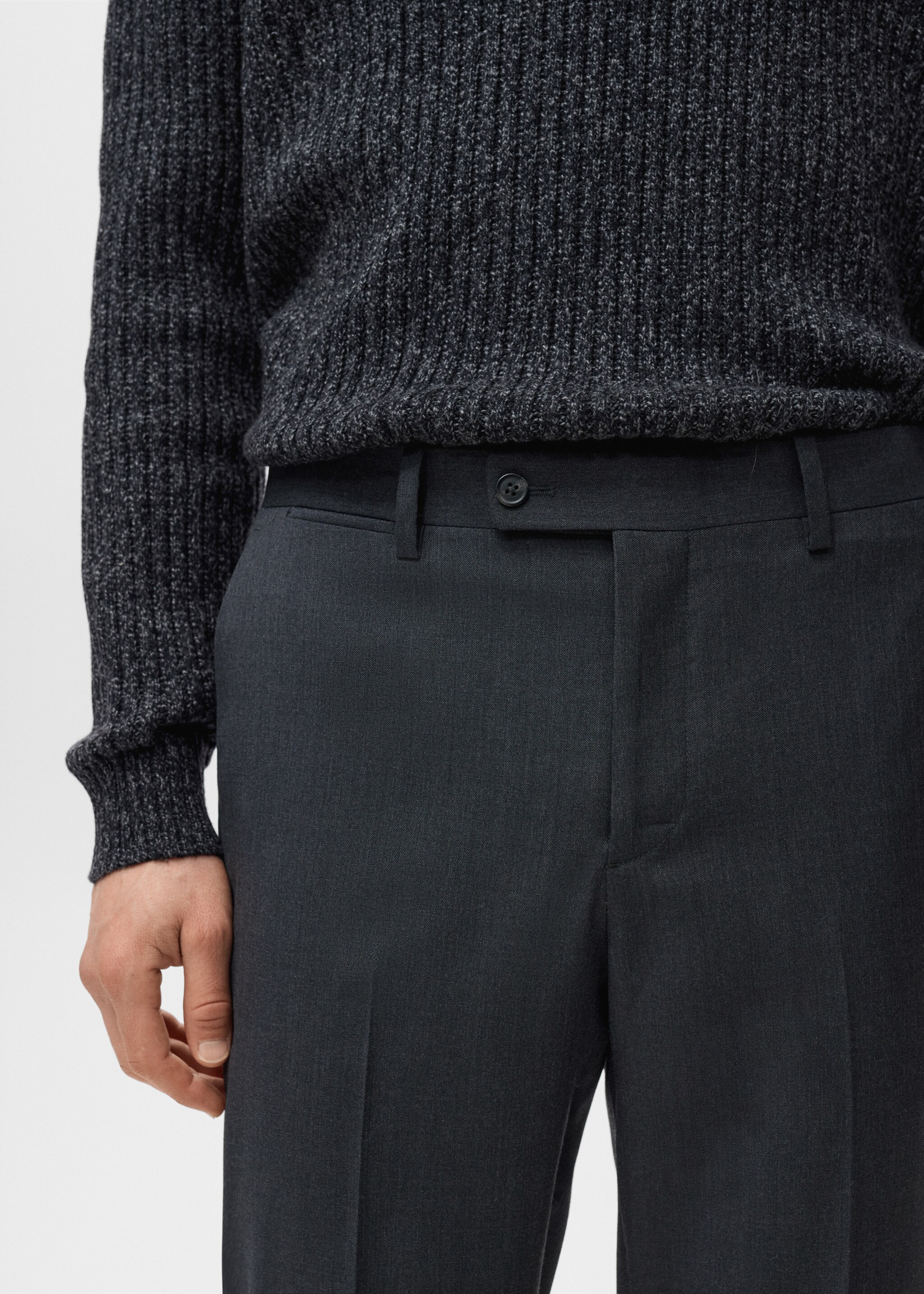 Turin 100% virgin wool suit trousers - Details of the article 1, Grey. Ref: 27071272-00.