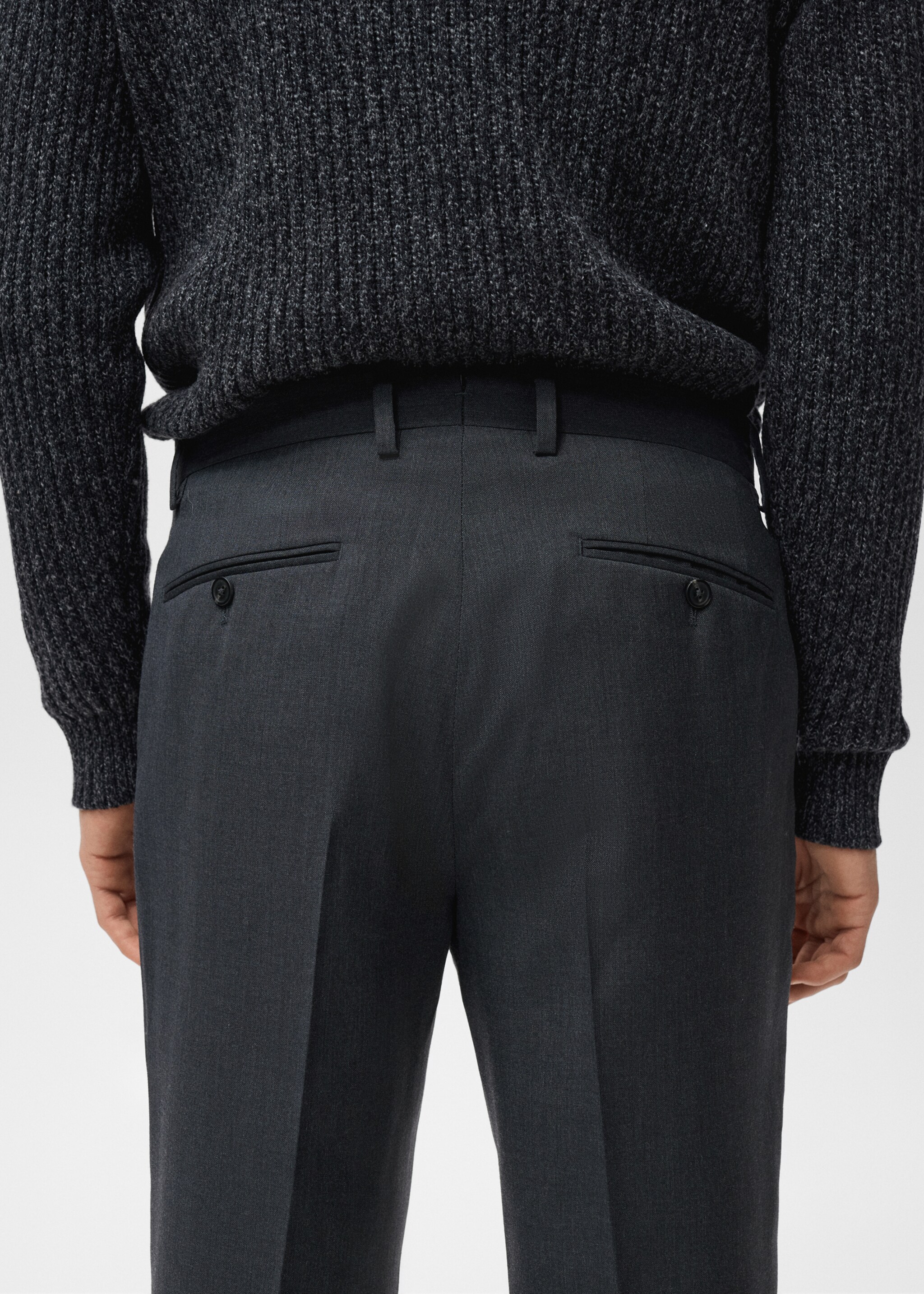 Turin 100% virgin wool suit trousers - Details of the article 6, Grey. Ref: 27071272-00.