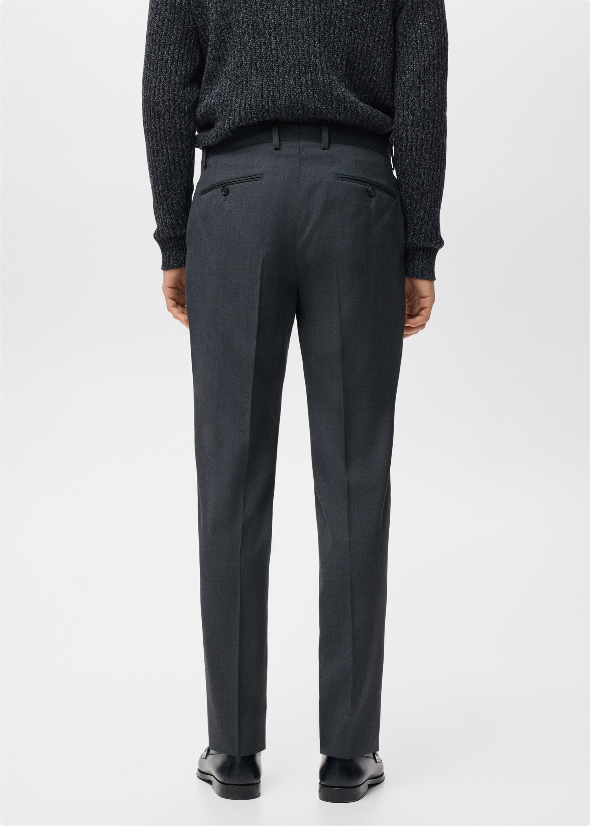 Turin 100% virgin wool suit trousers - Reverse of the article, Grey. Ref: 27071272-00.