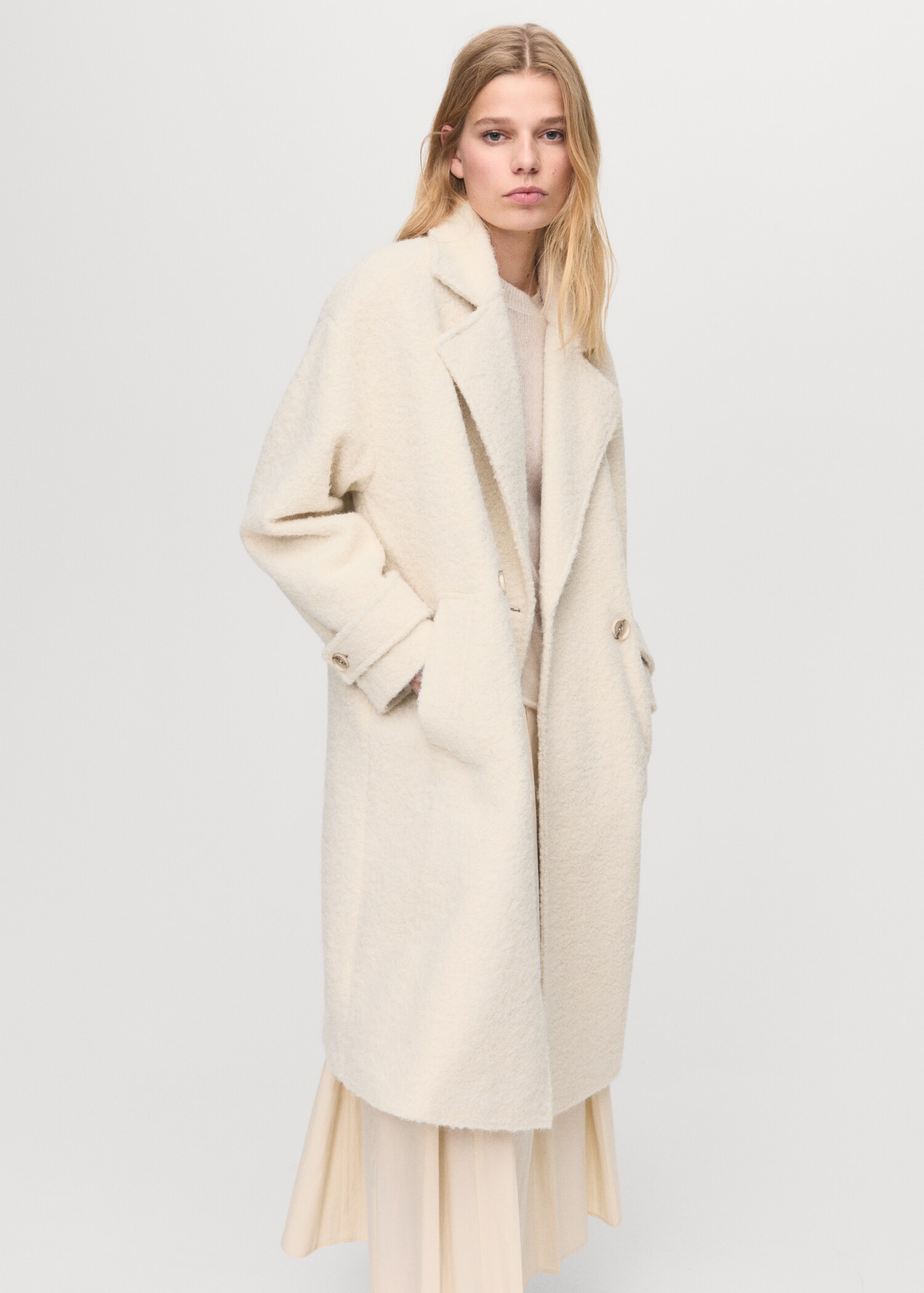 Lapels bouclé coat - Medium plane