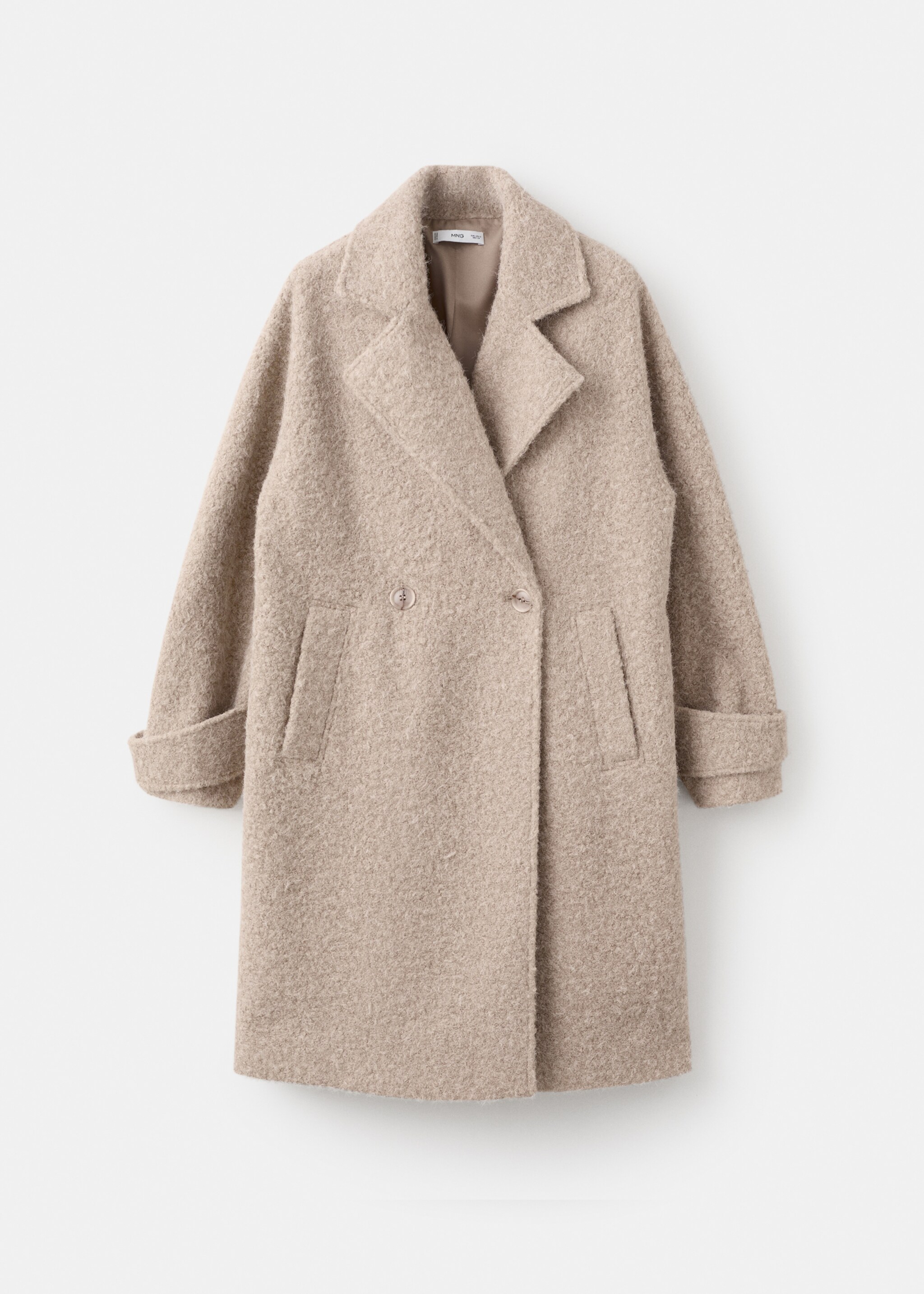 Lapels bouclé coat - Article without model, Beige. Ref: 27071273-00.