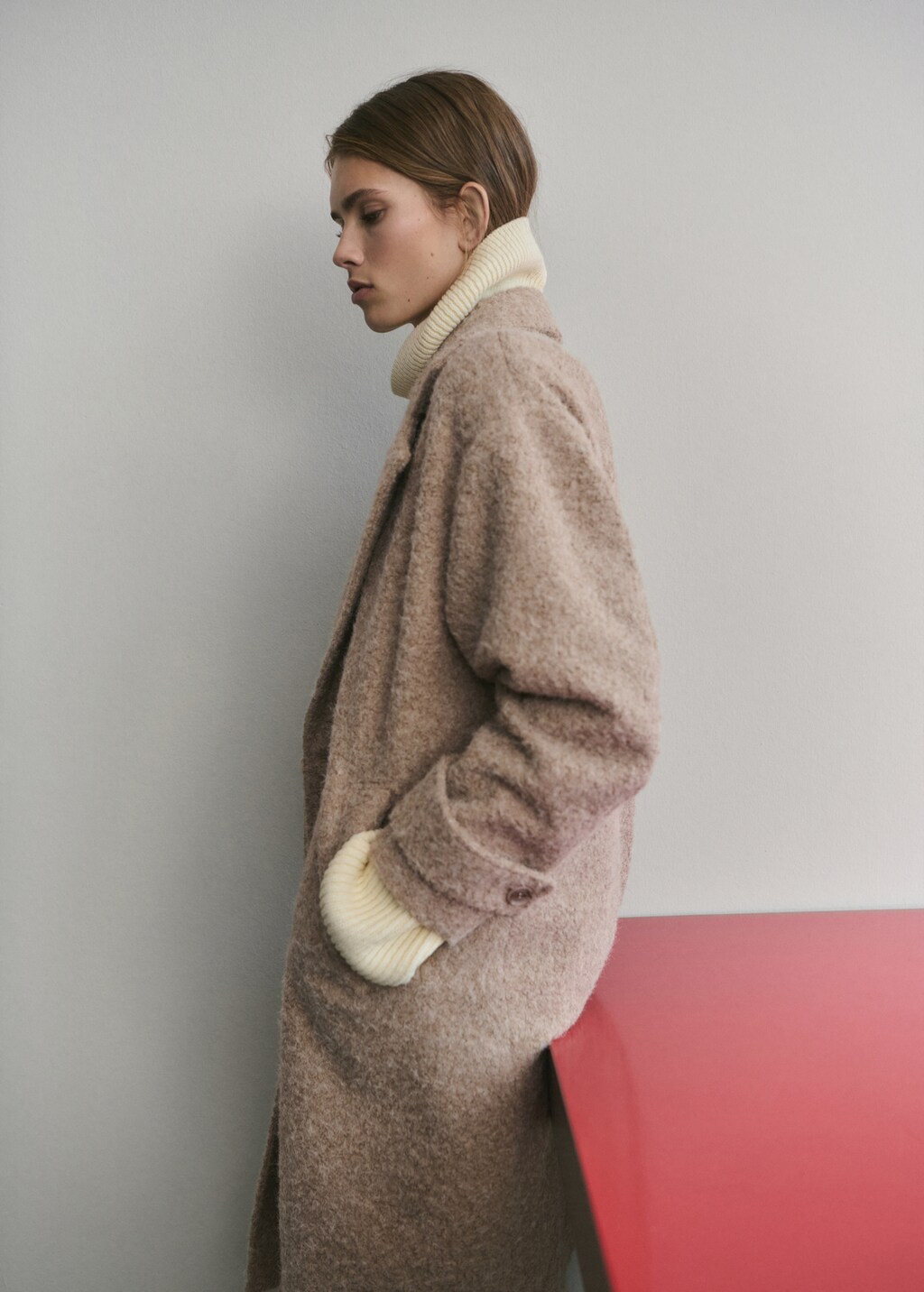 Mango Lapels bouclé coat
