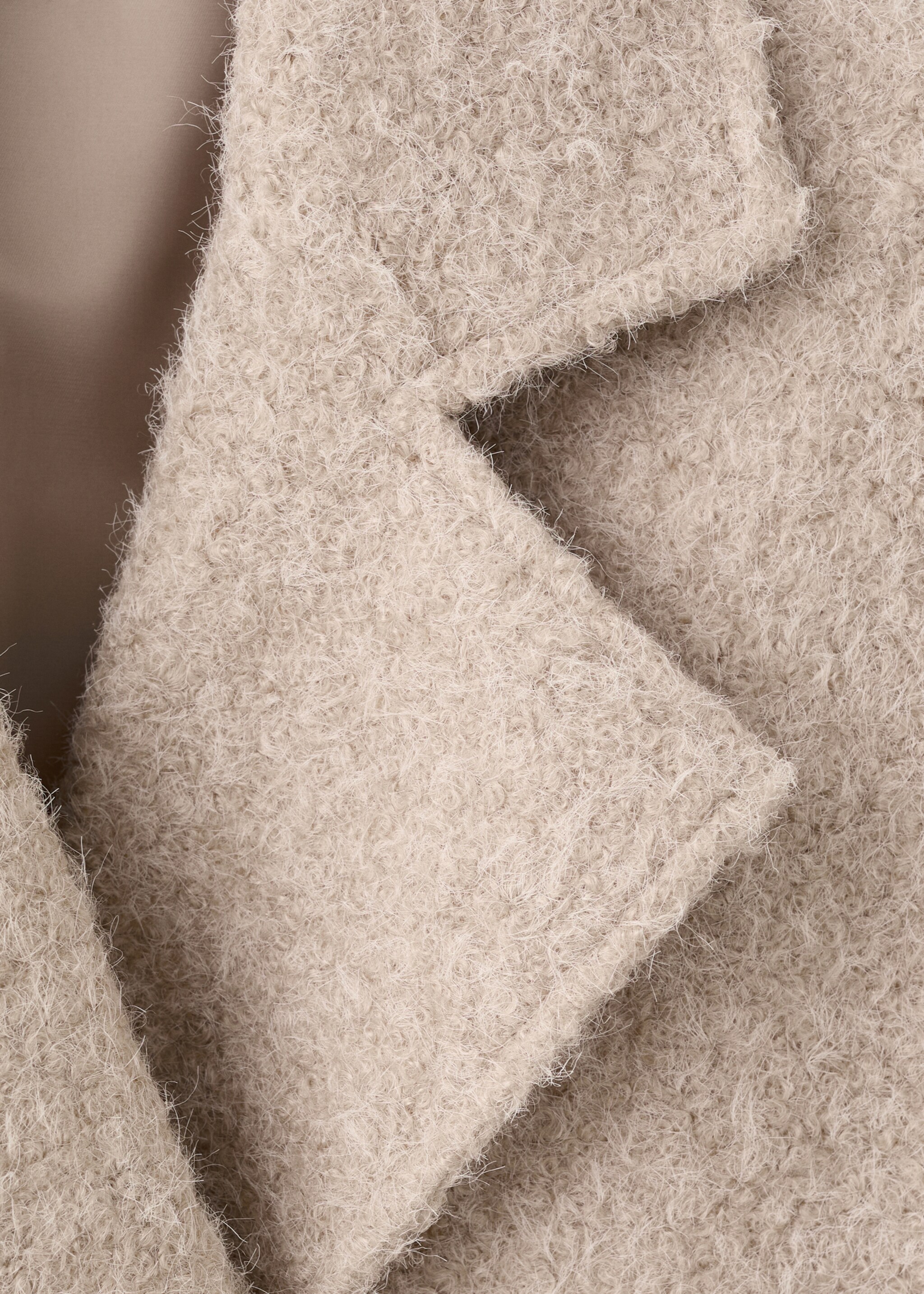 Lapels bouclé coat - Details of the article 8, Beige. Ref: 27071273-00.