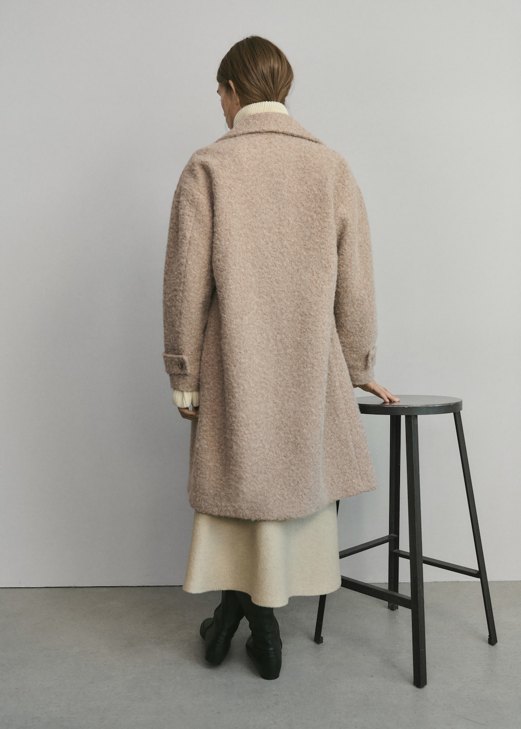 Mango Lapels bouclé coat