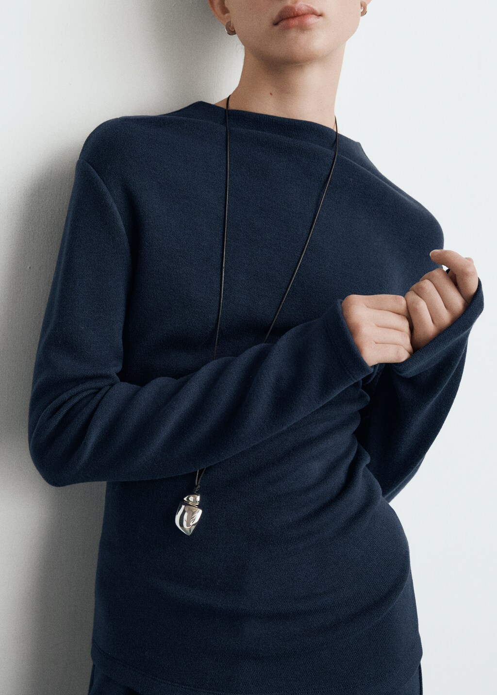 Mango Fine-knit perkins-neck sweatshirt