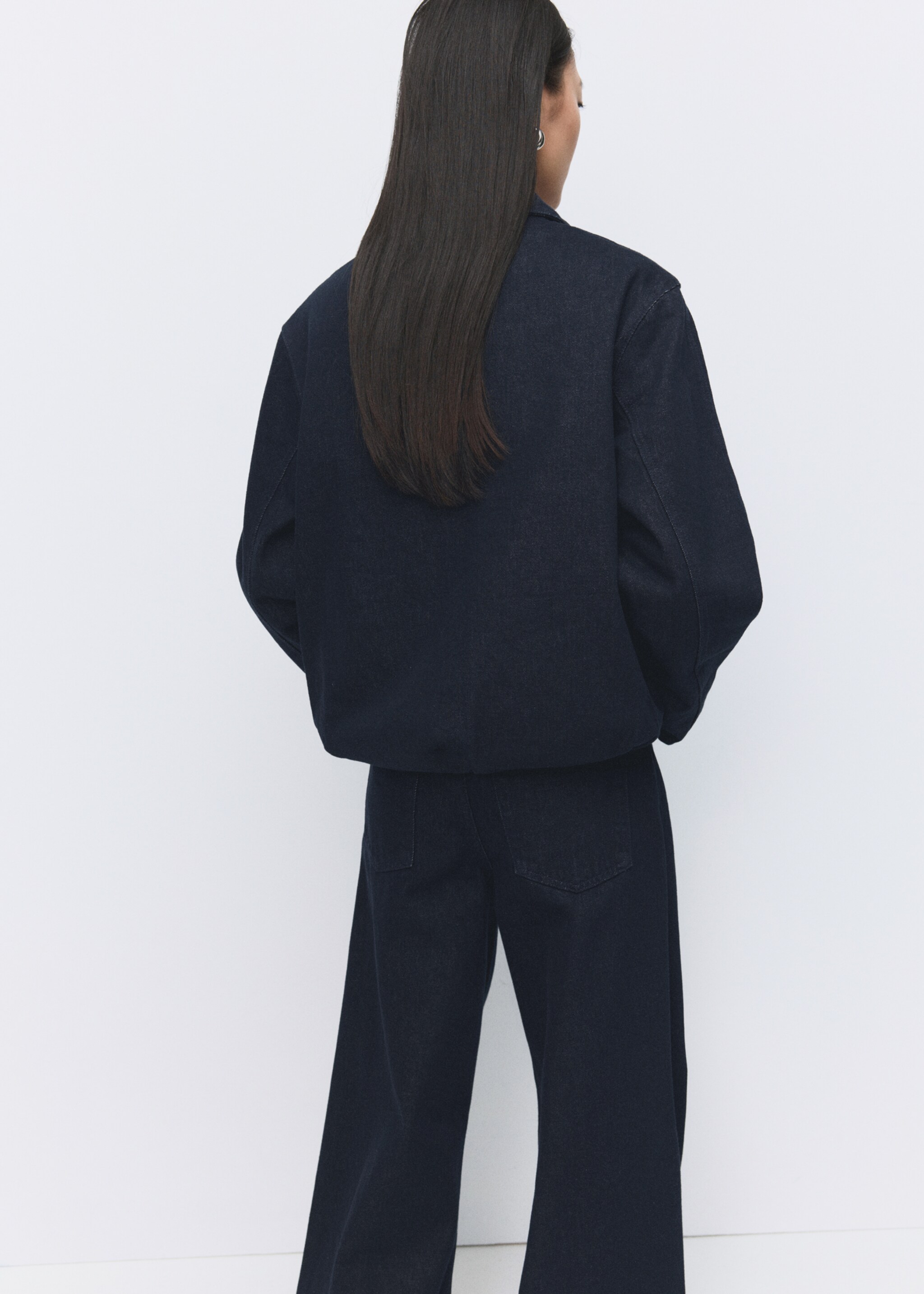 Veste en denim col fourrure - Verso de l’article, Bleu. Ref: 27071278-00.