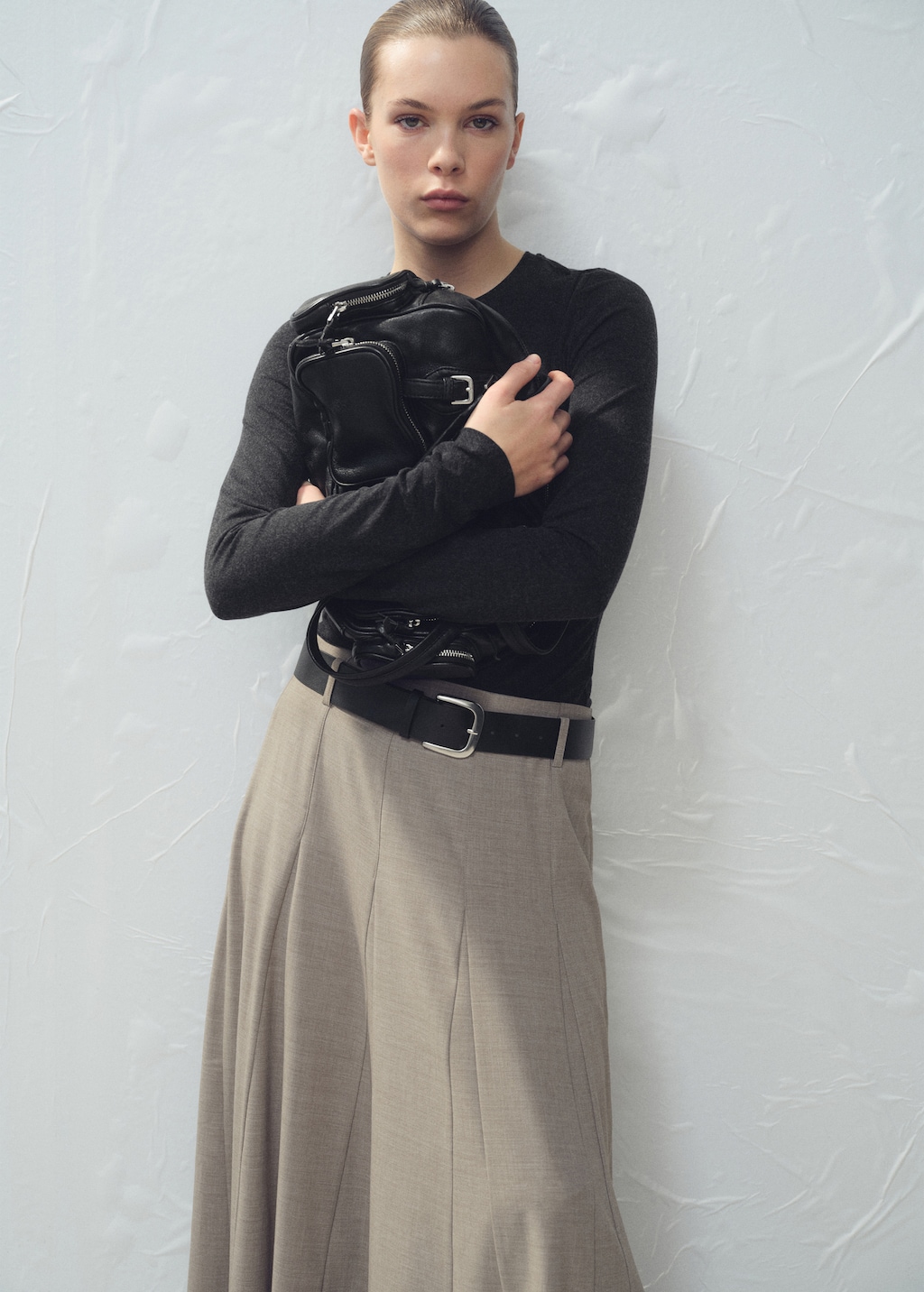 A-line skirt with godets and belt - image 4