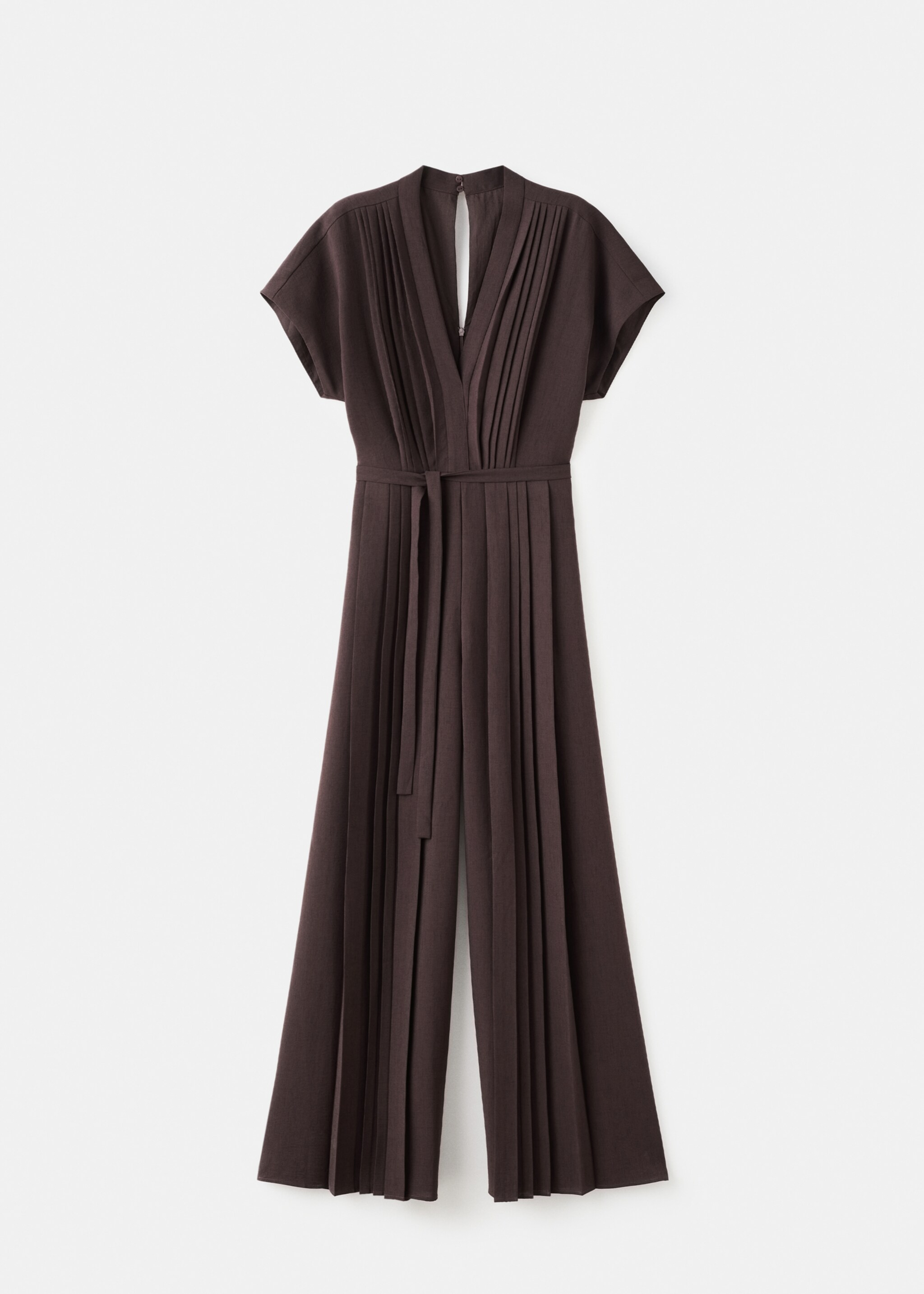 Pleated jumpsuit with belt - Article without model, Brown. Ref: 27071281-00.