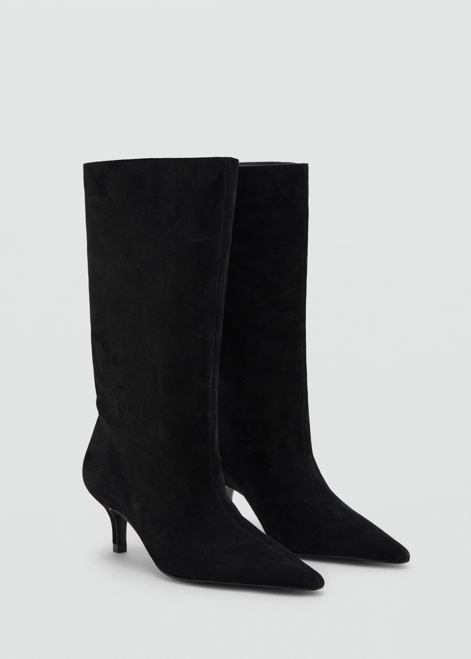 Suede ankle boots with pointed toe and heel - Medium plane