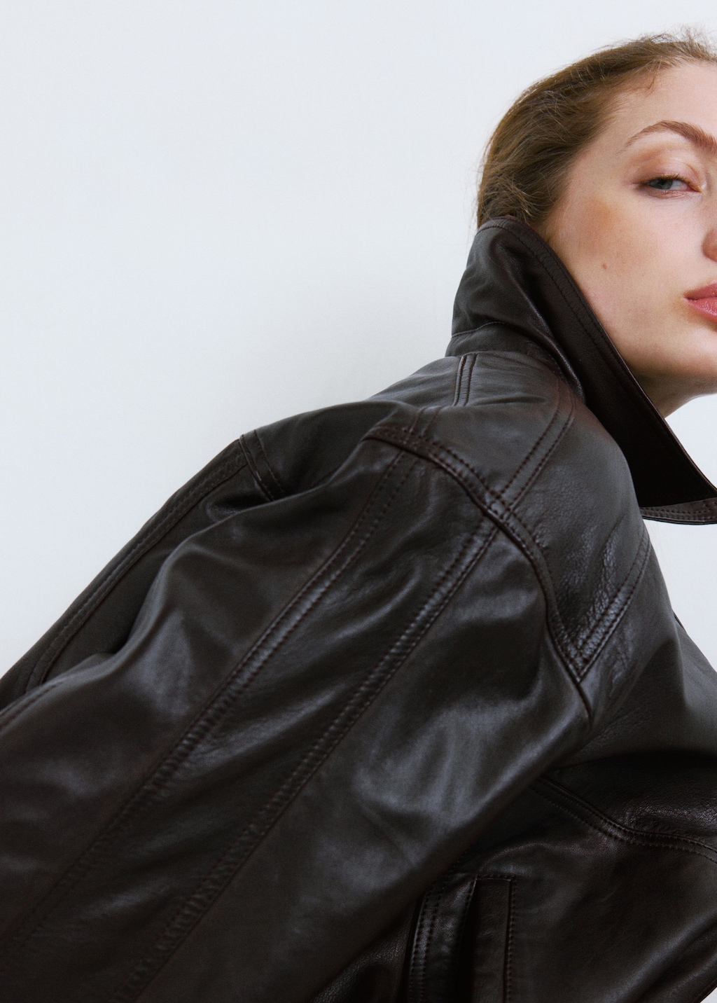 Mango Oversized leather jacket