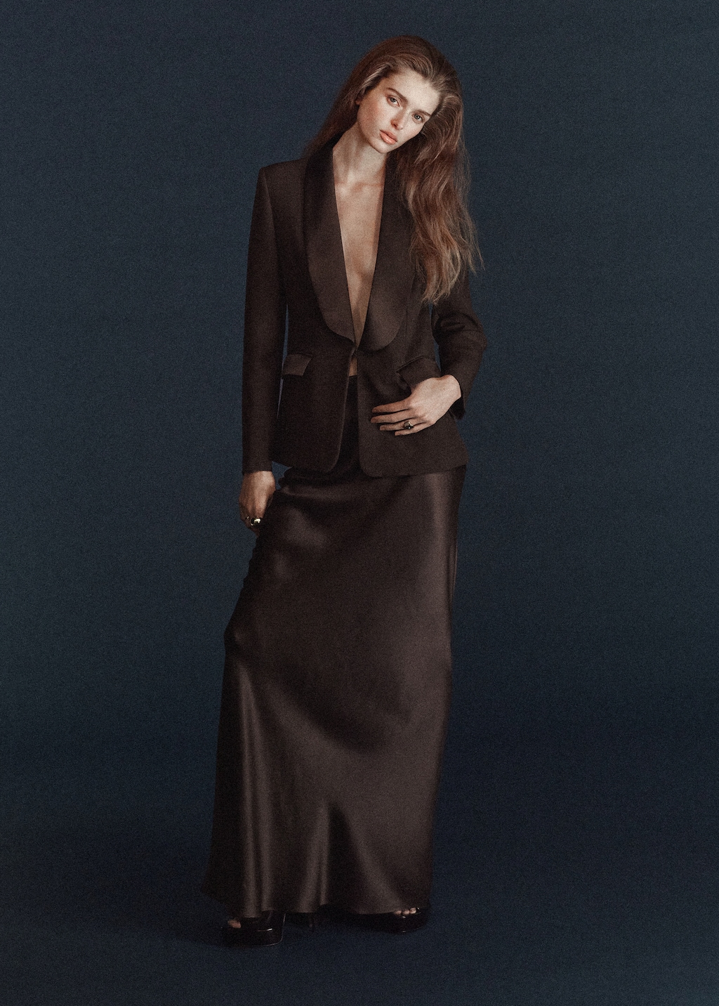 Satin jacket with lapels